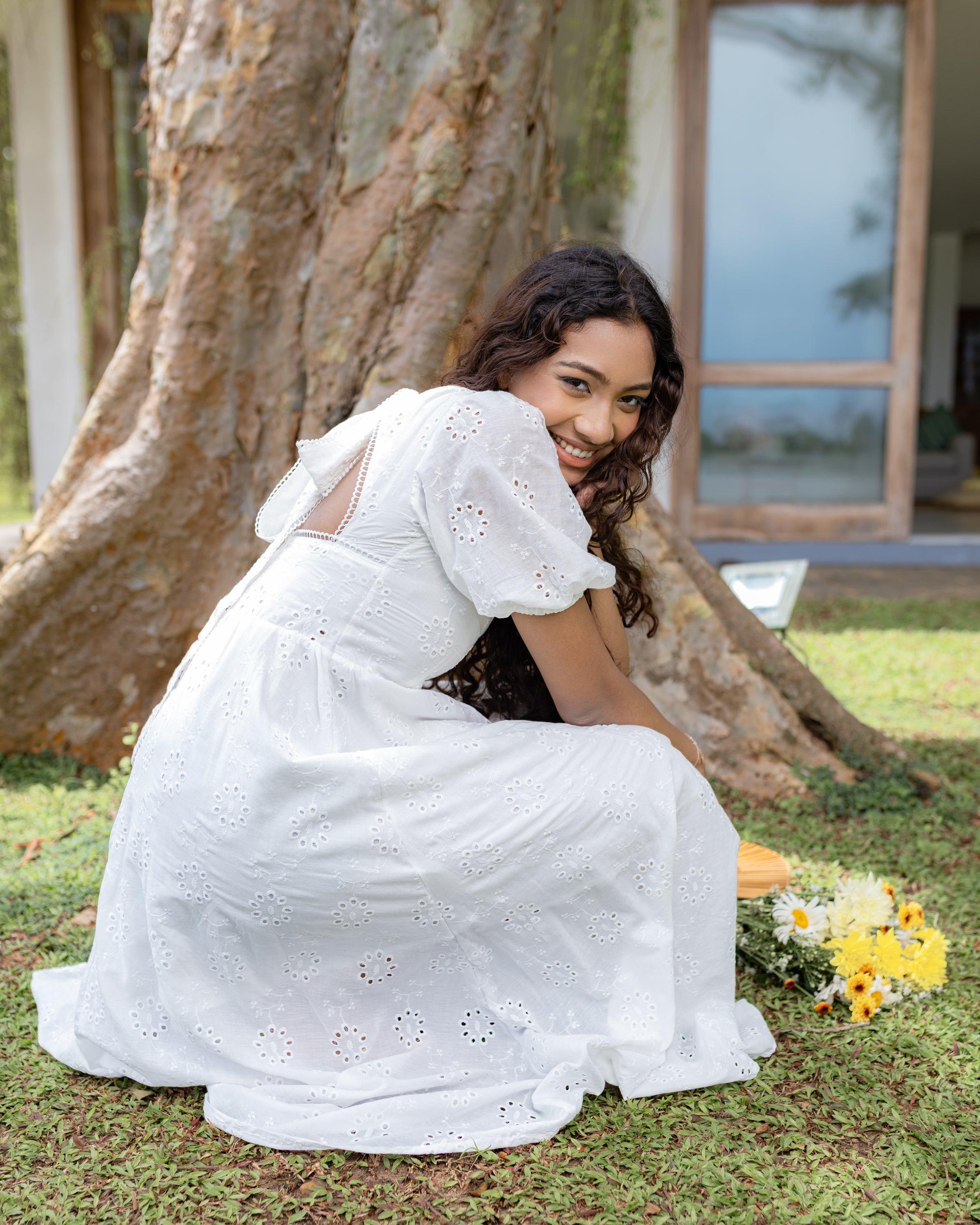 Touch of Love Cutlawn Dress - White