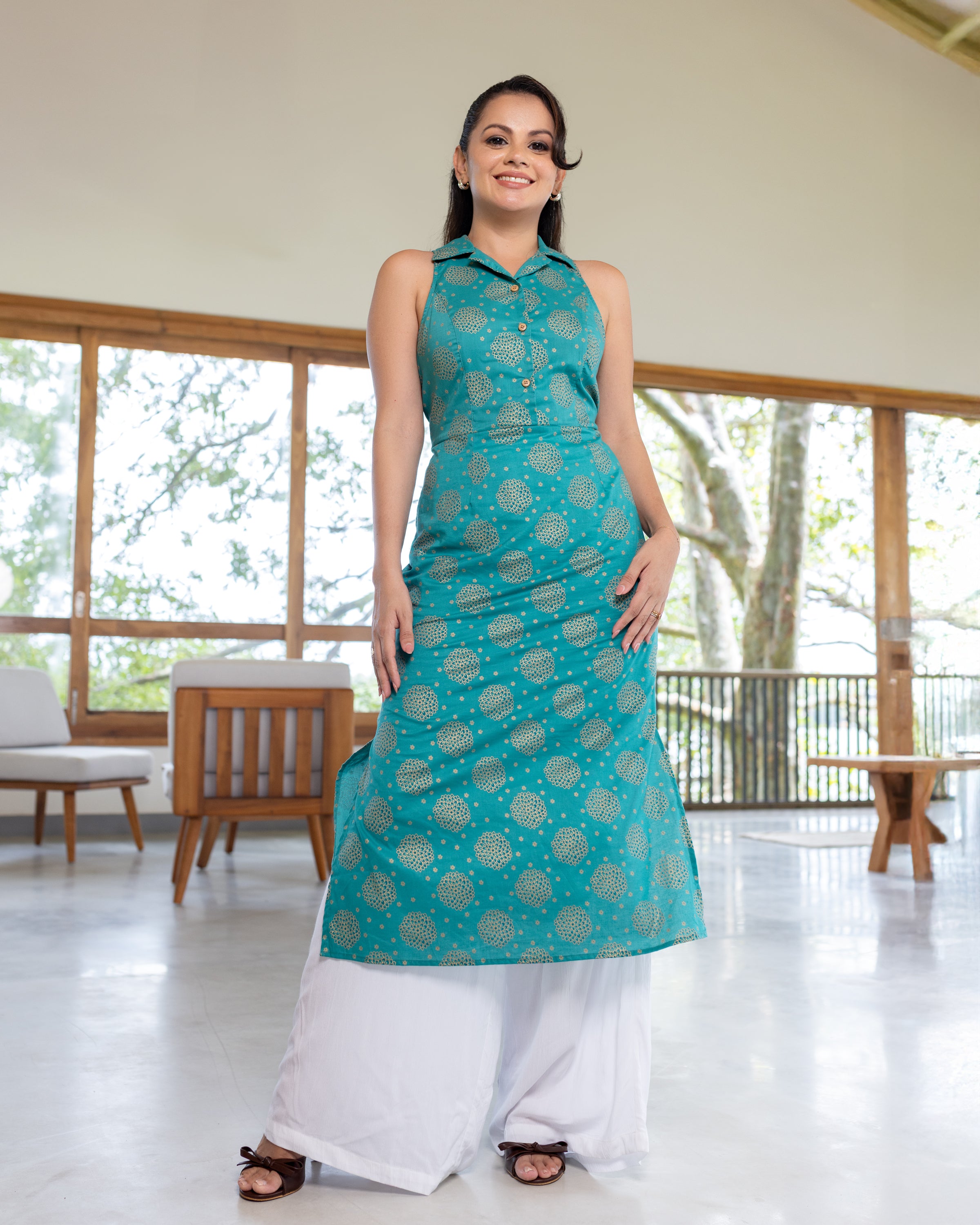 Anisha Kurta Dress - Green Printed