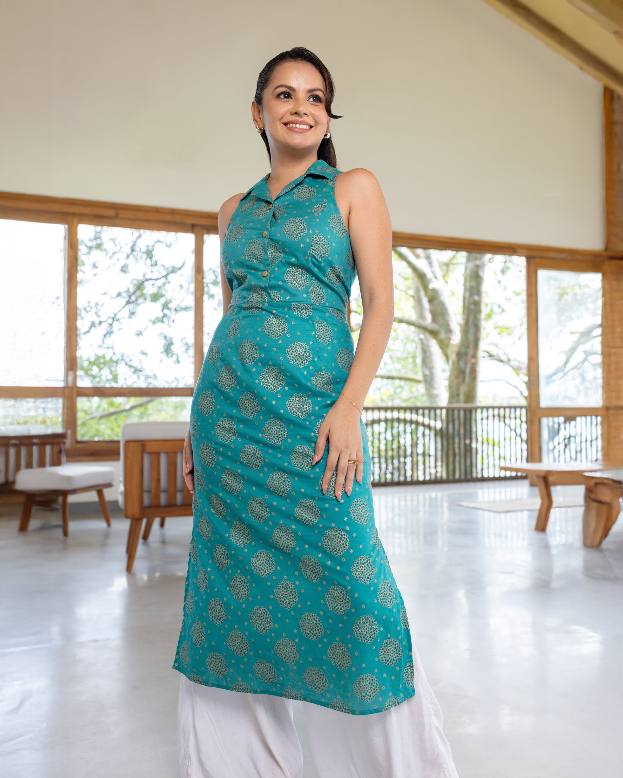 Anisha Kurta Dress - Green Printed