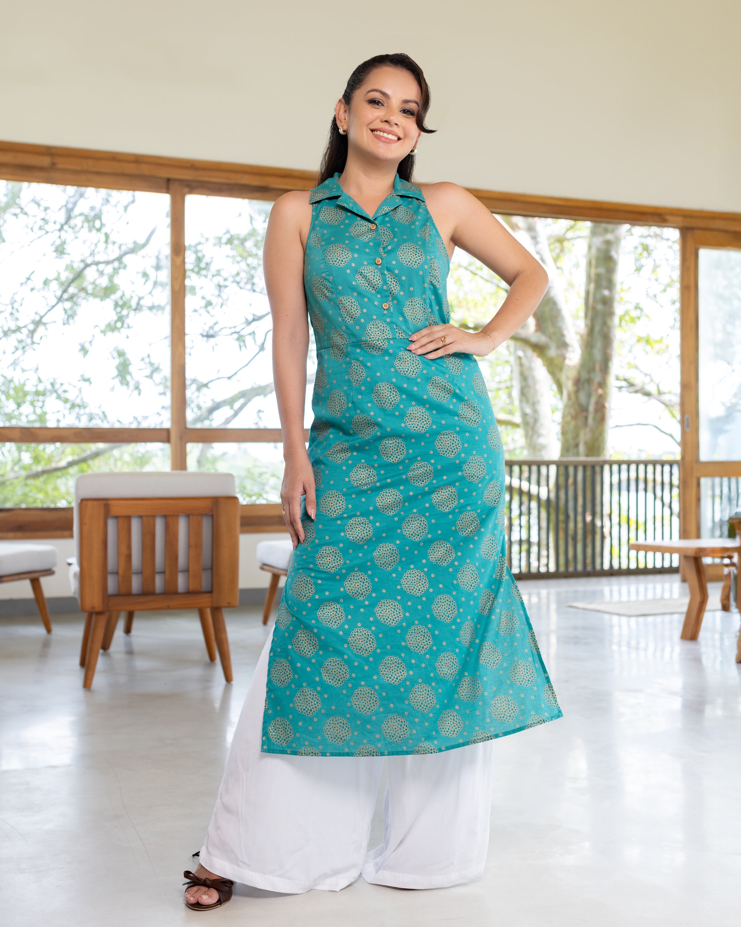 Anisha Kurta Dress - Green Printed