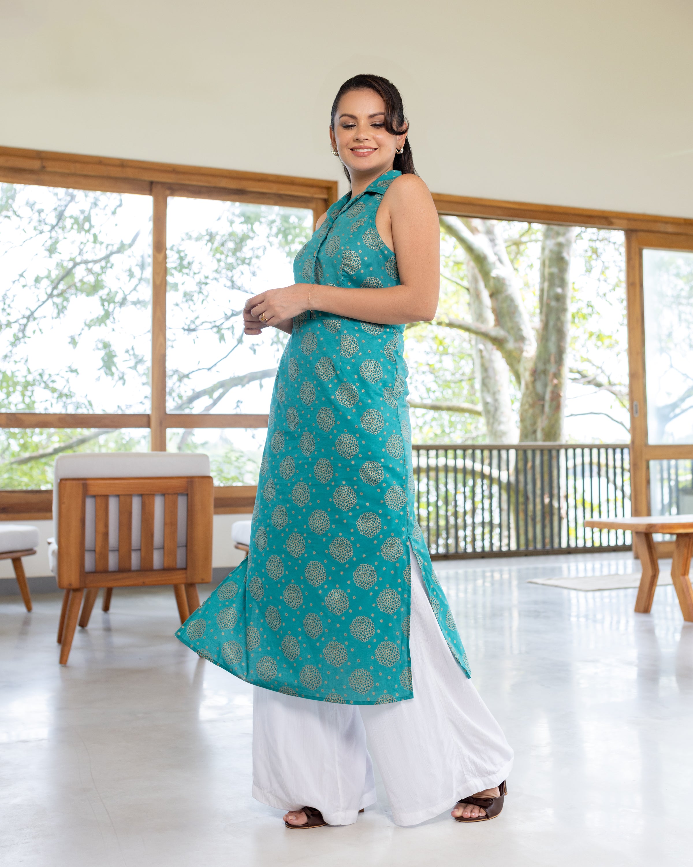 Anisha Kurta Dress - Green Printed