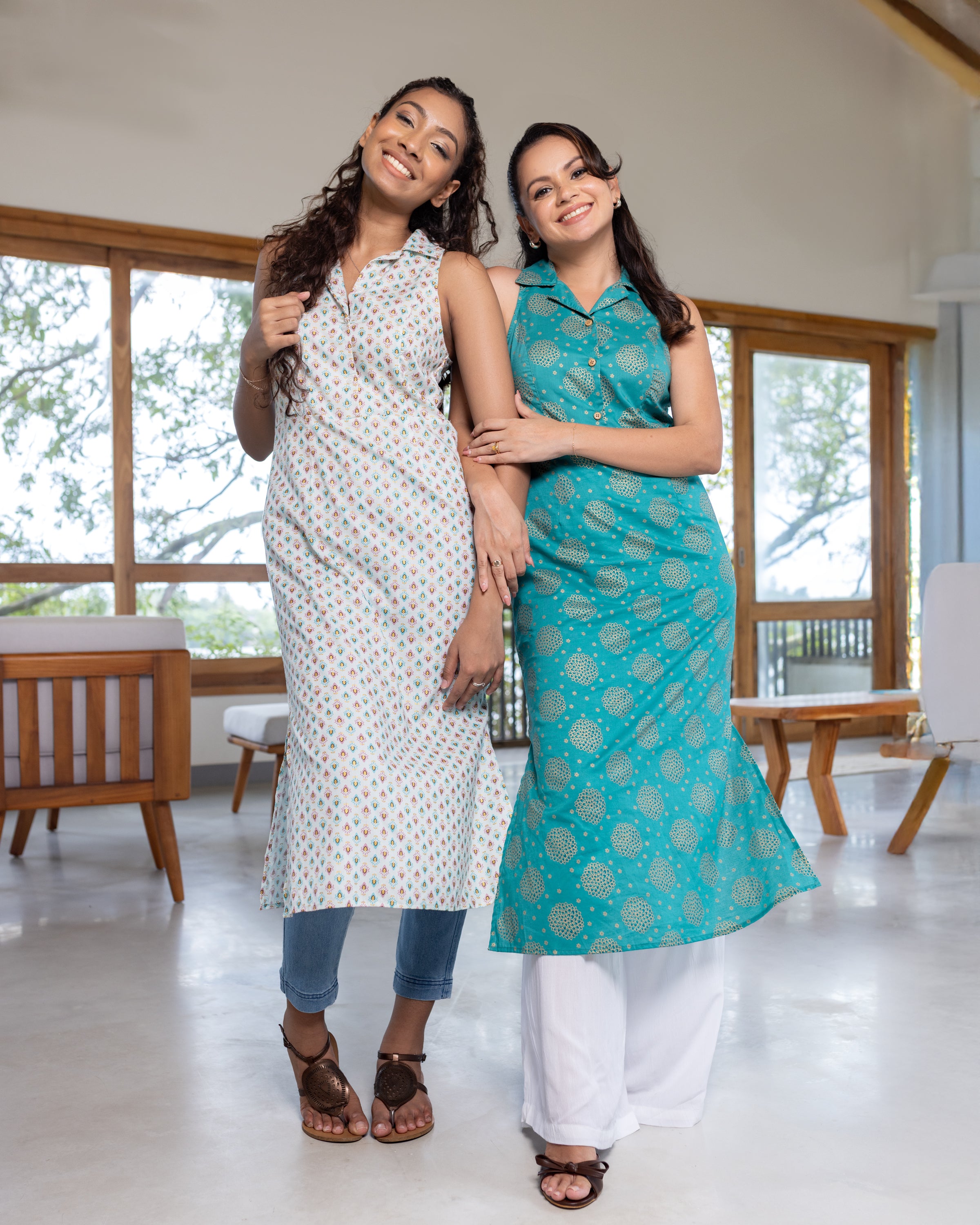 Anisha Kurta Dress - Green Printed