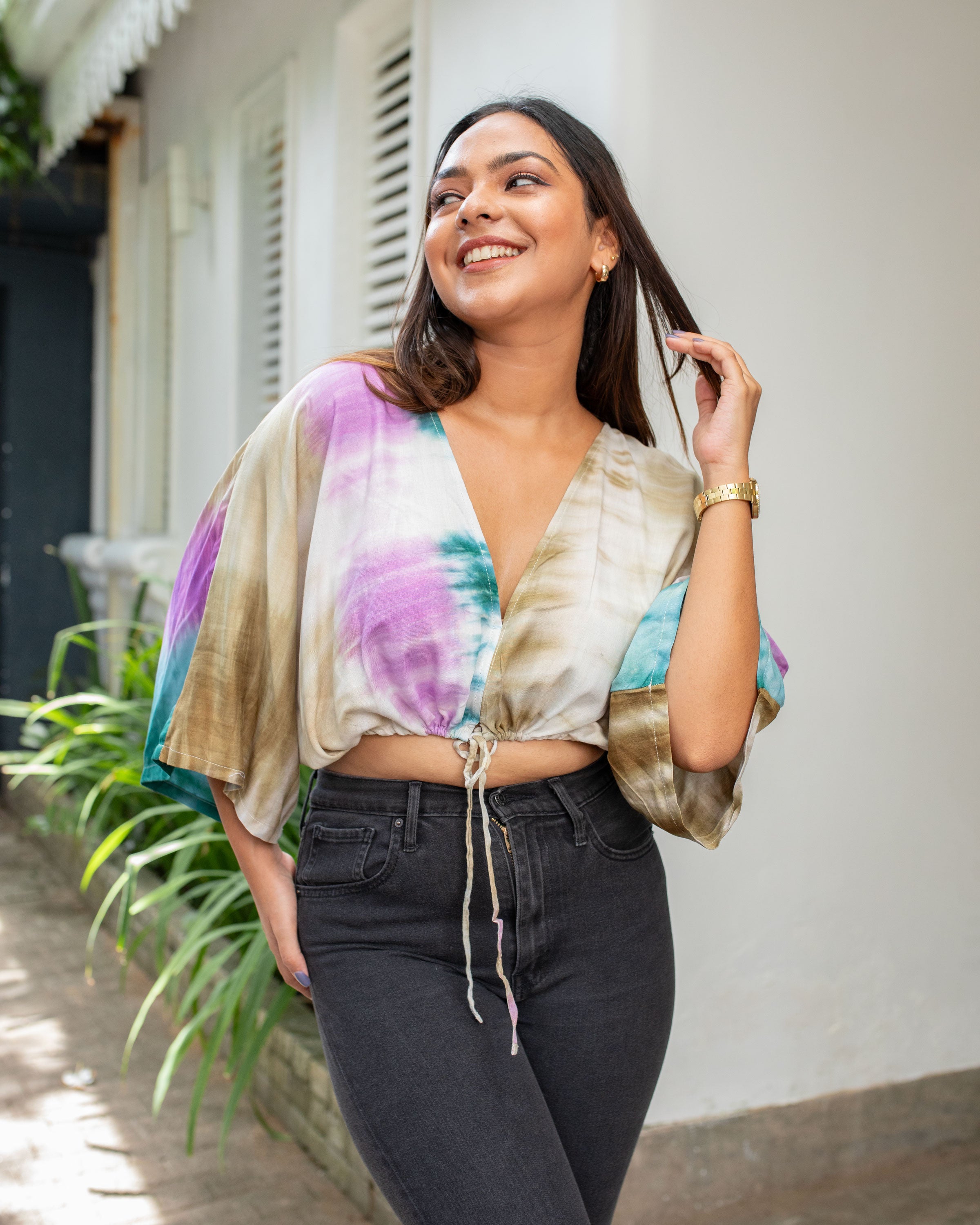 Yara Kaftan Cropped Top -Multicolor