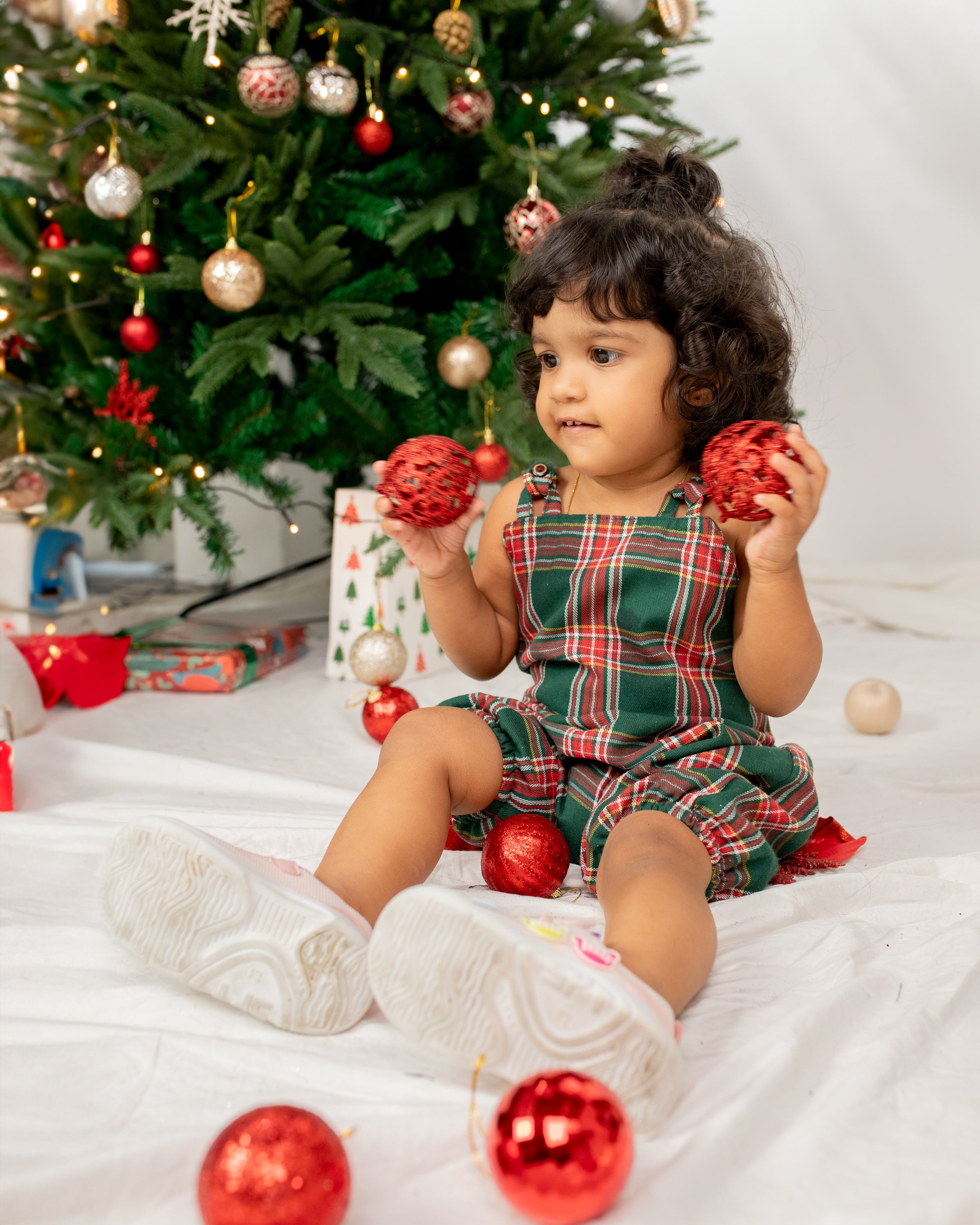 Plaid Christmas Romper for Kids