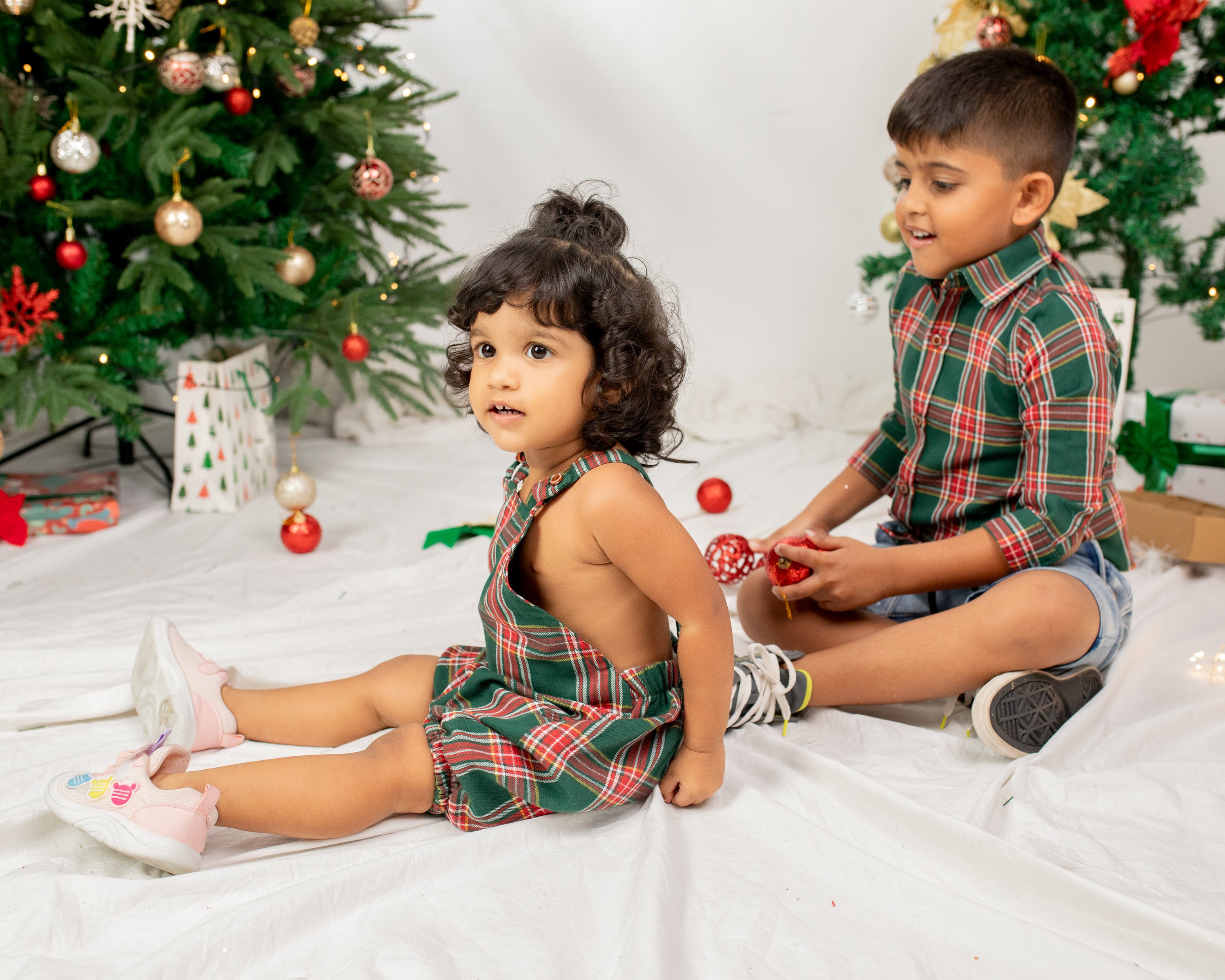 Plaid Christmas Romper for Kids