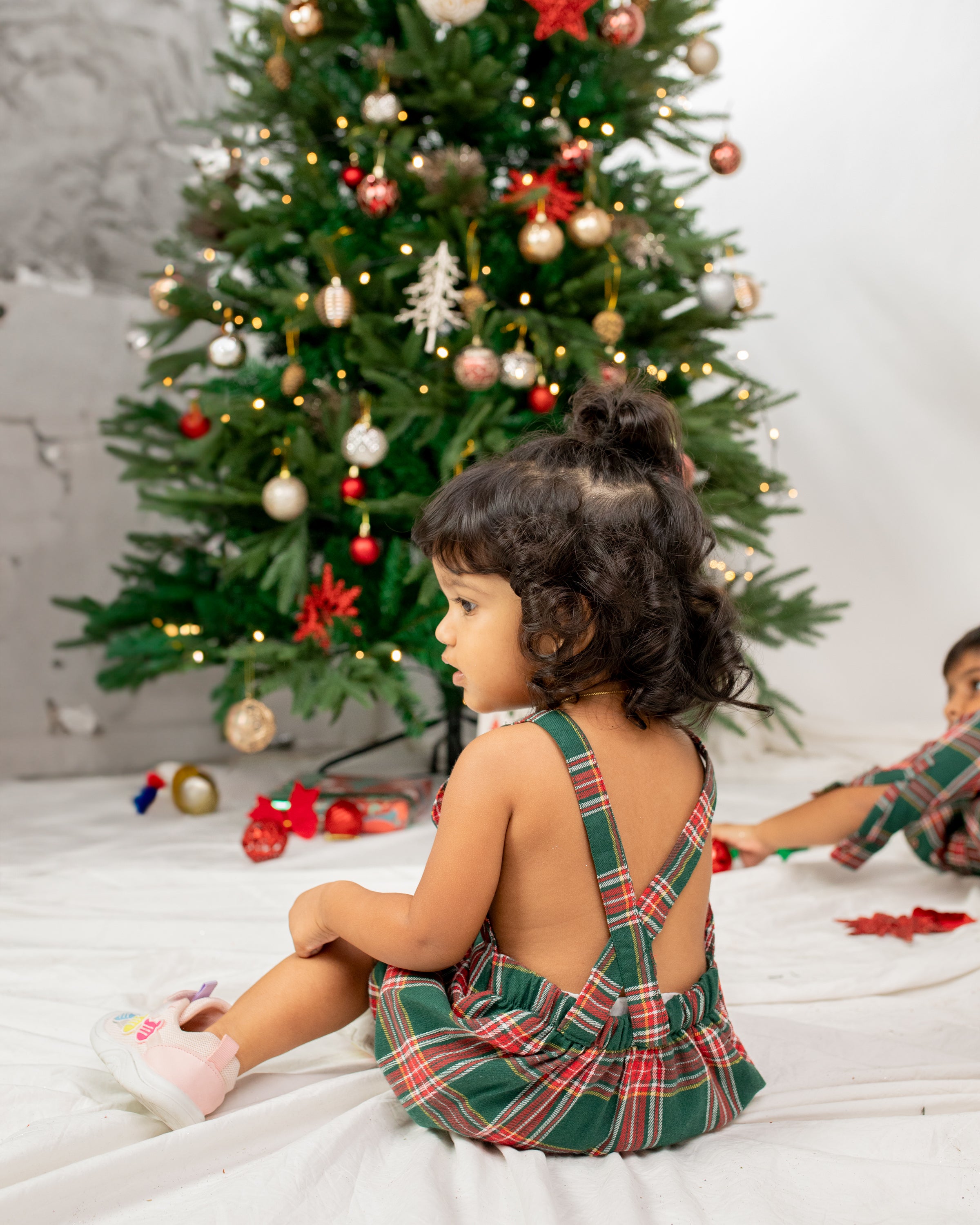 Plaid Christmas Romper for Kids