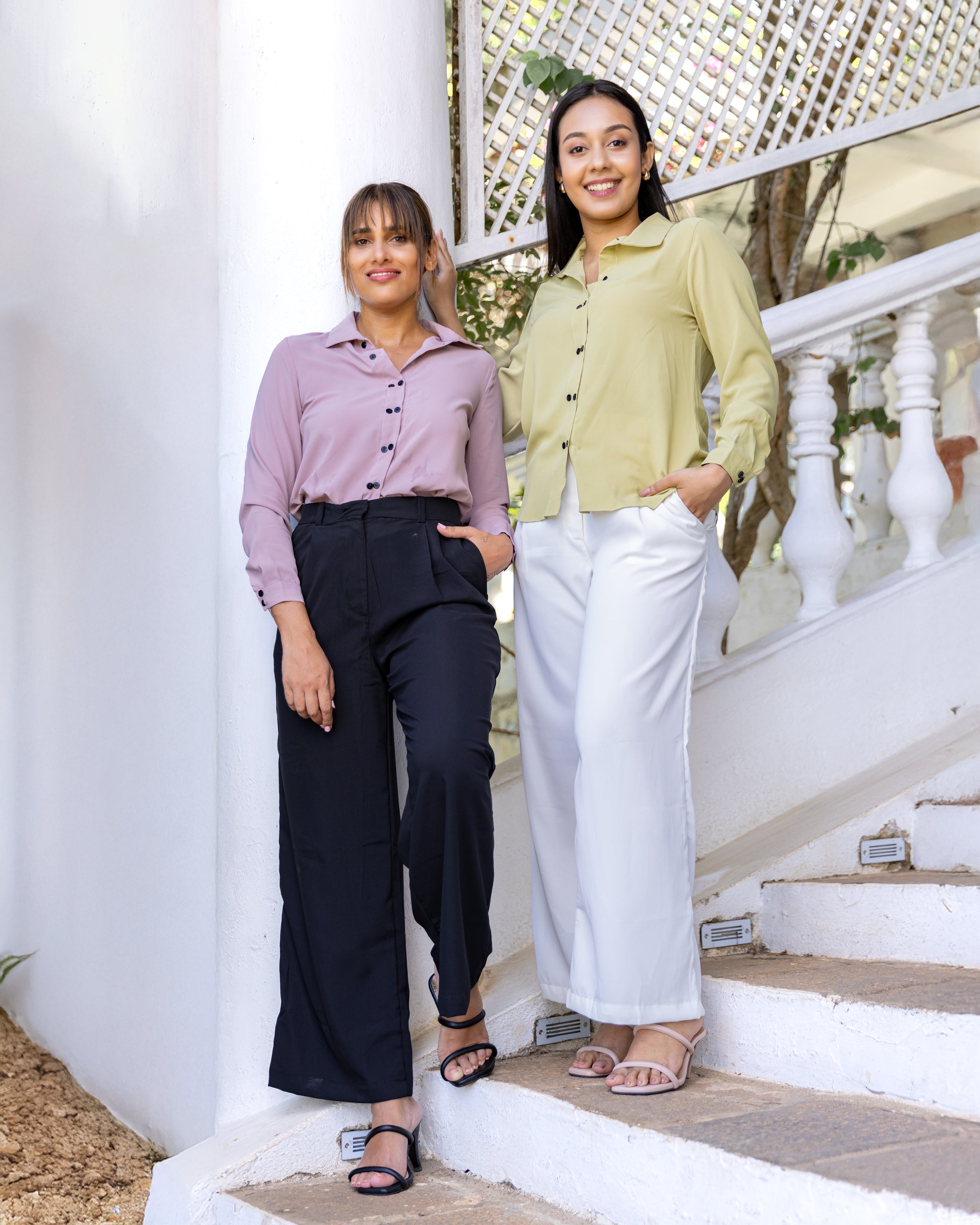 Carina Double Buttoned  Workwear Top - Purple