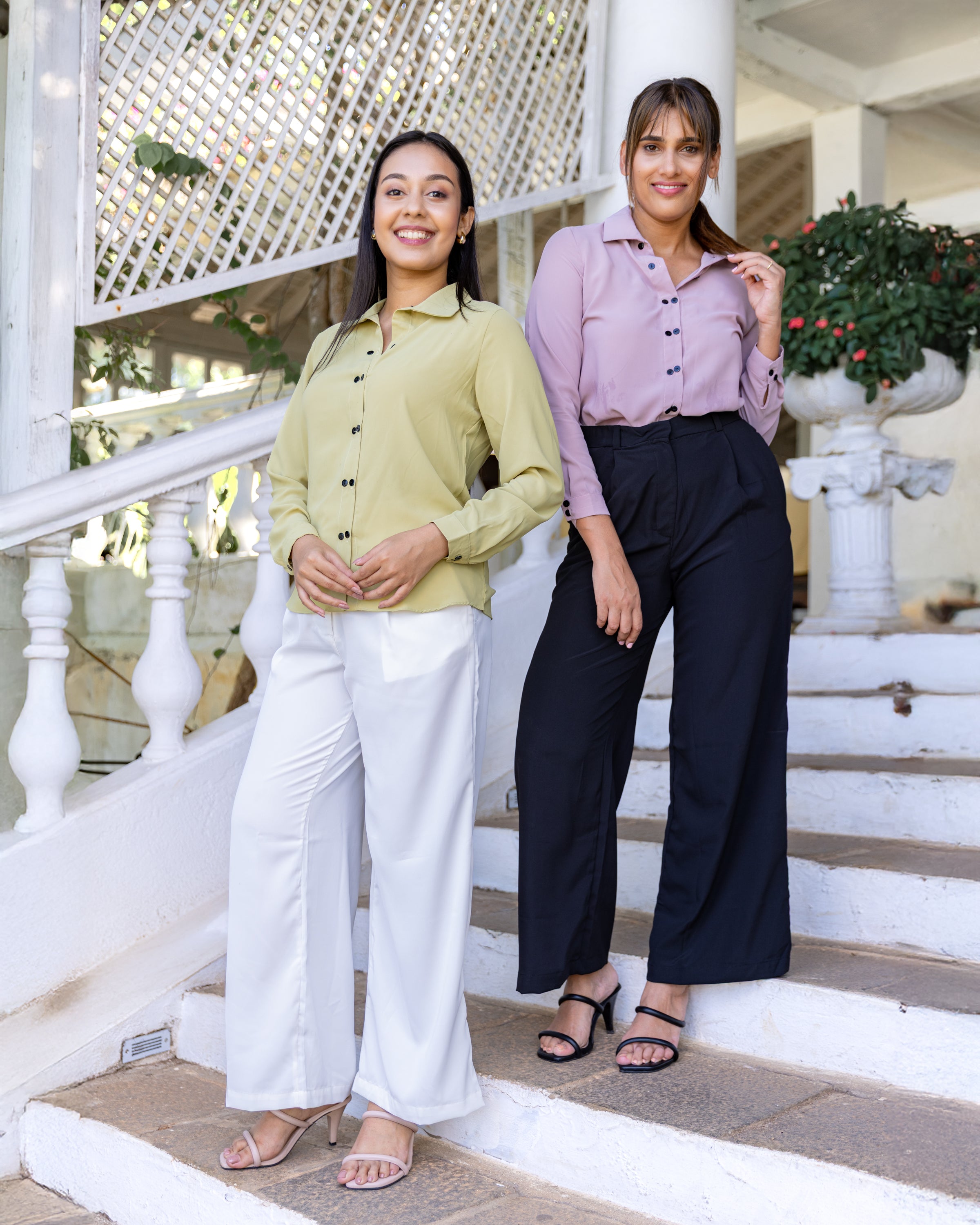 Carina Double Buttoned  Workwear Top - Green