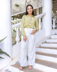 Carina Double Buttoned  Workwear Top - Green