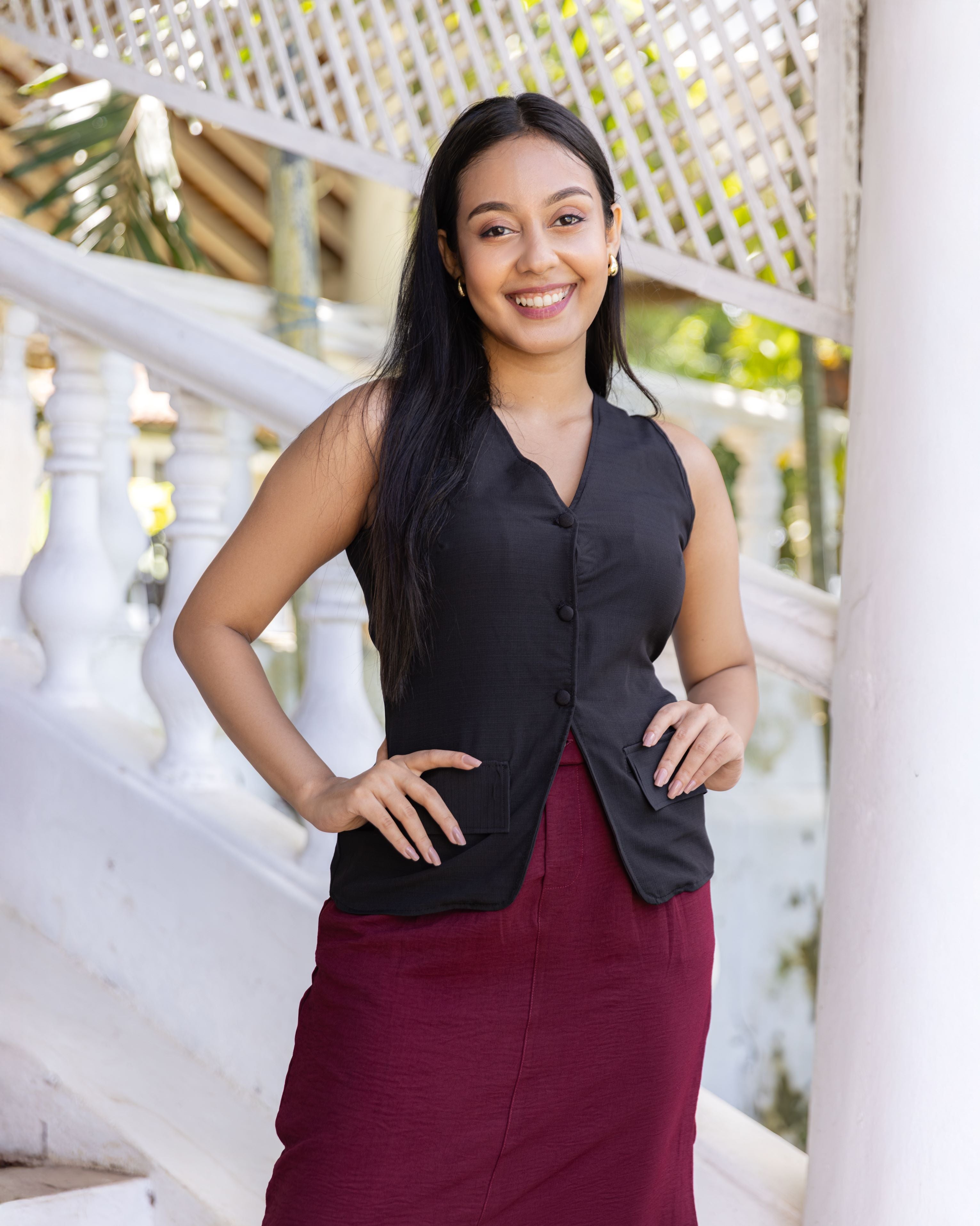 Hazel Workwear Top - Black