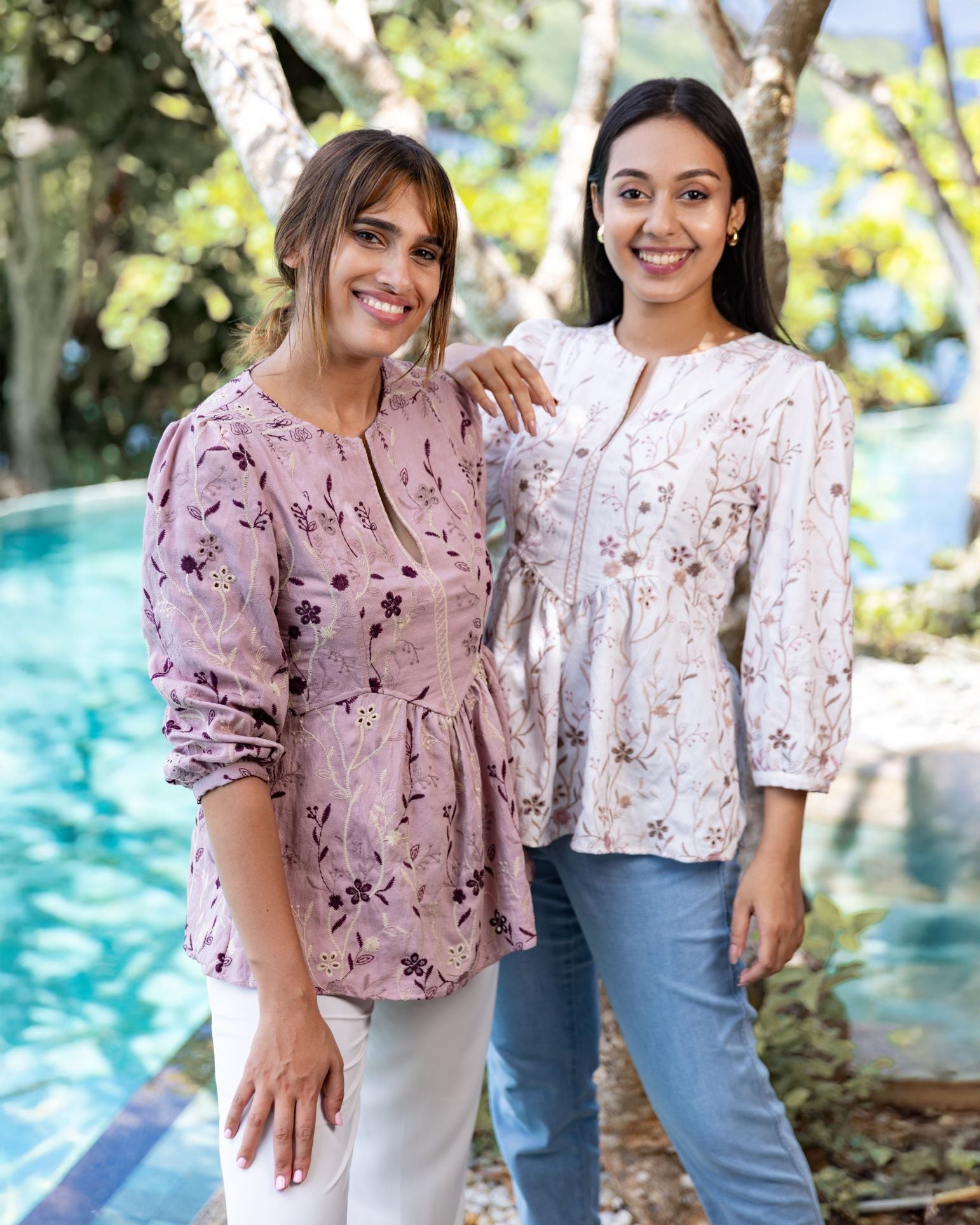 Ruhi Emroidary Lux Top - Lavender Printed