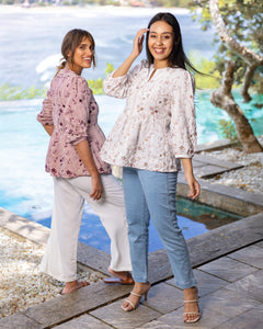 Ruhi Emroidary Lux Top - White Printed