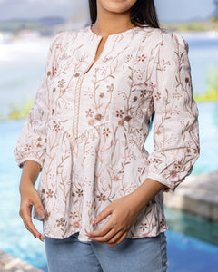 Ruhi Emroidary Lux Top - White Printed