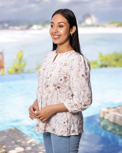 Ruhi Emroidary Lux Top - White Printed