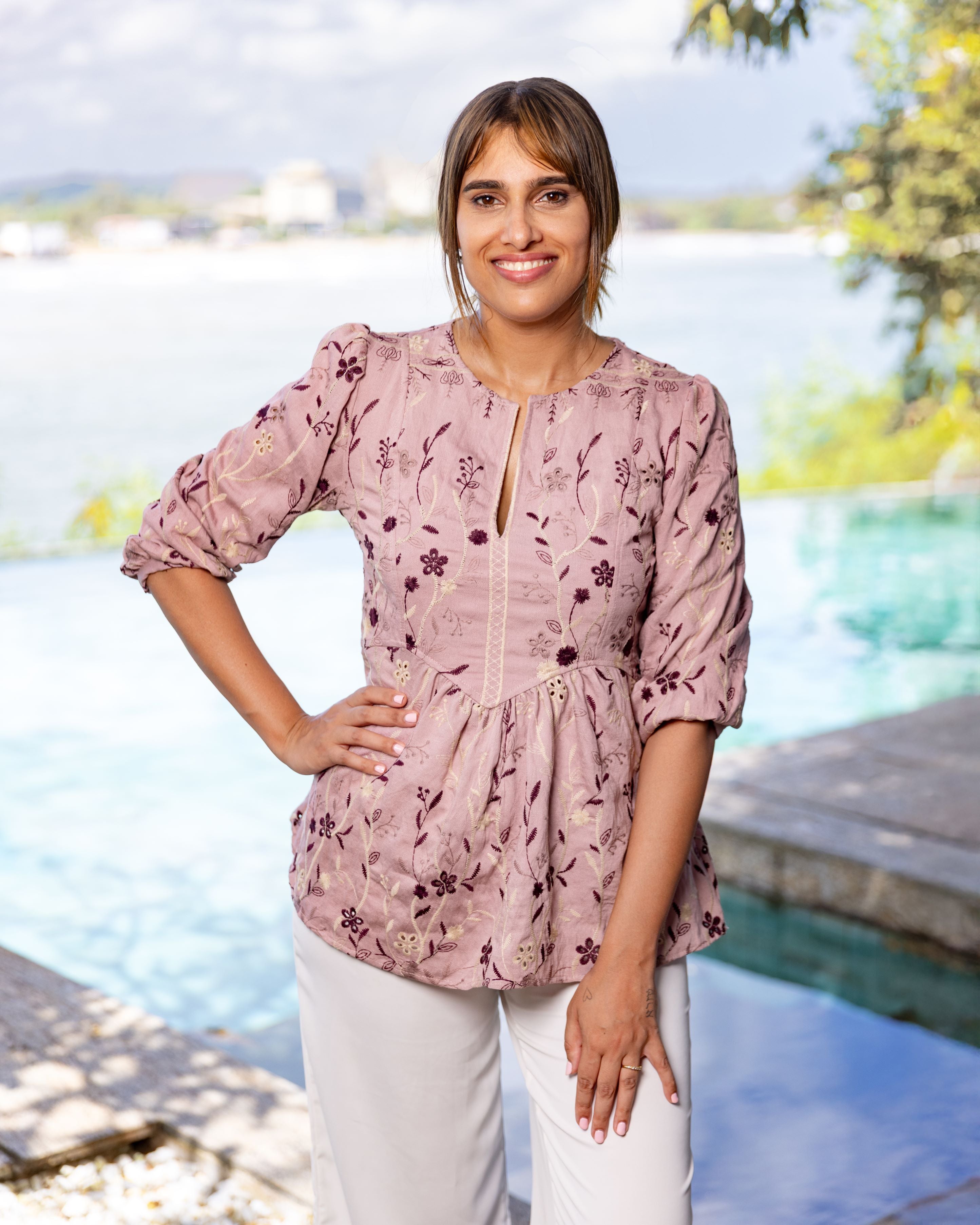 Ruhi Emroidary Lux Top - Lavender Printed