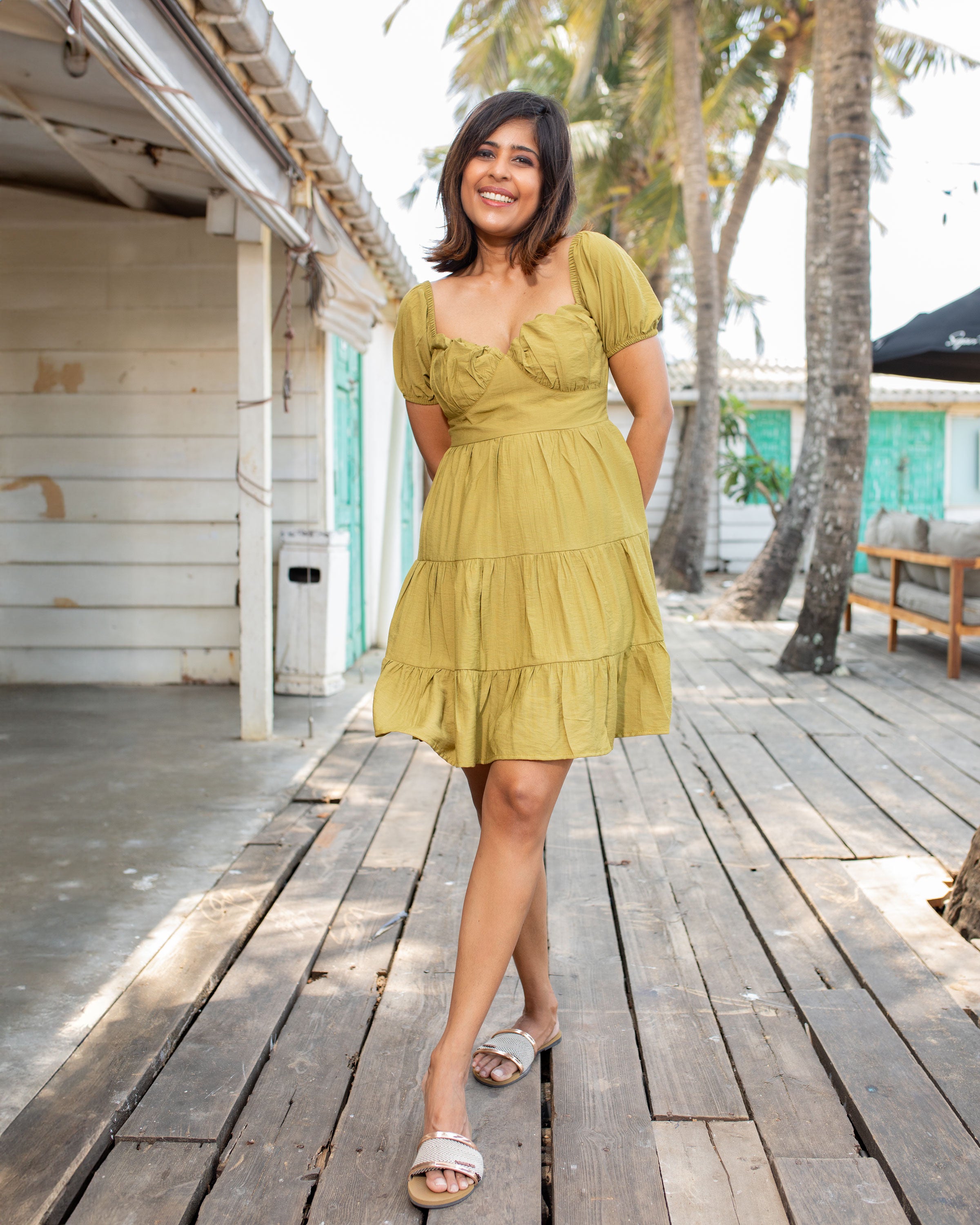 New Spring Bustier Mini Dress- Olive