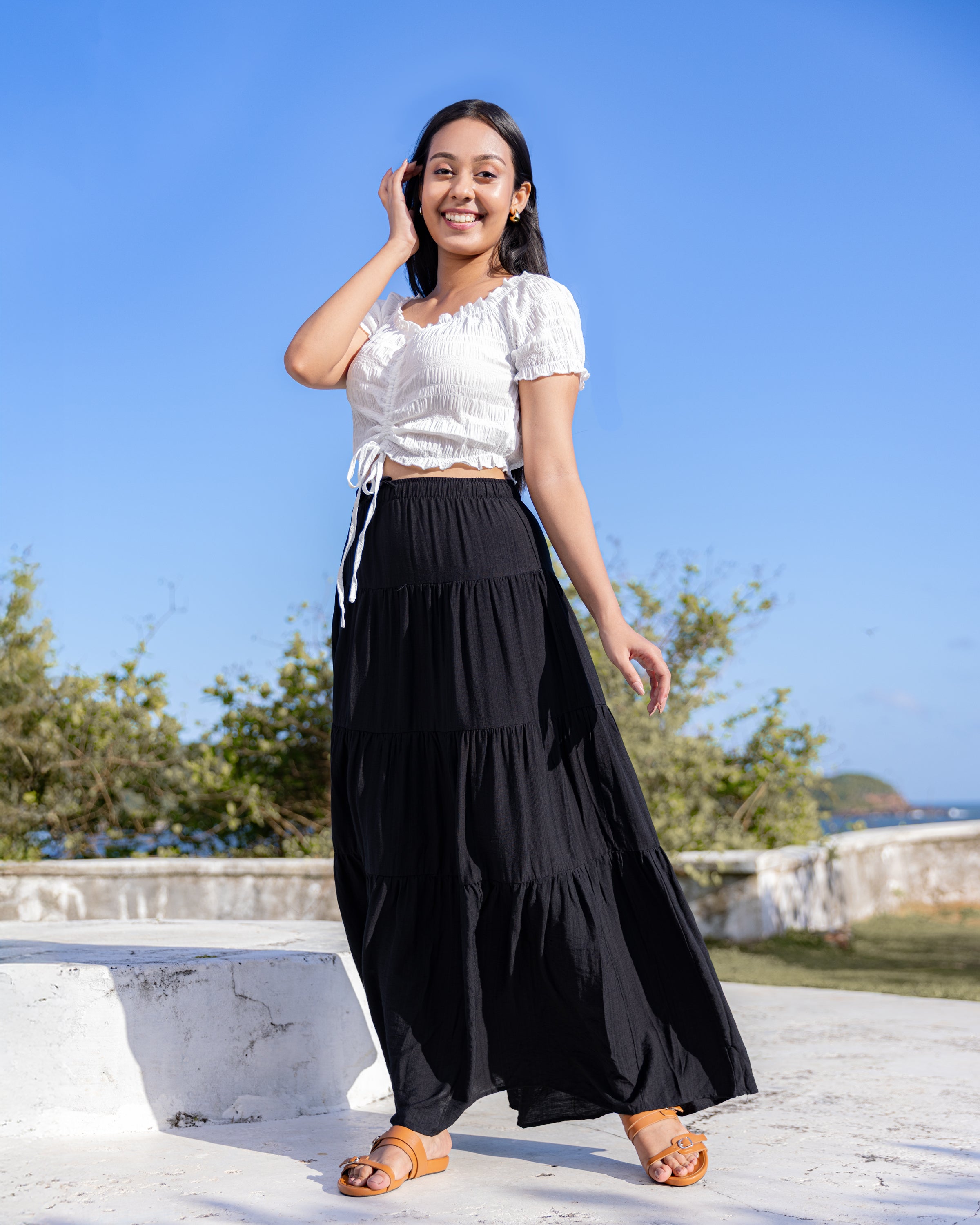 Shyla Layered Maxi Skirt - Black