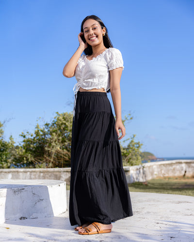 Shyla Layered Maxi Skirt - Black