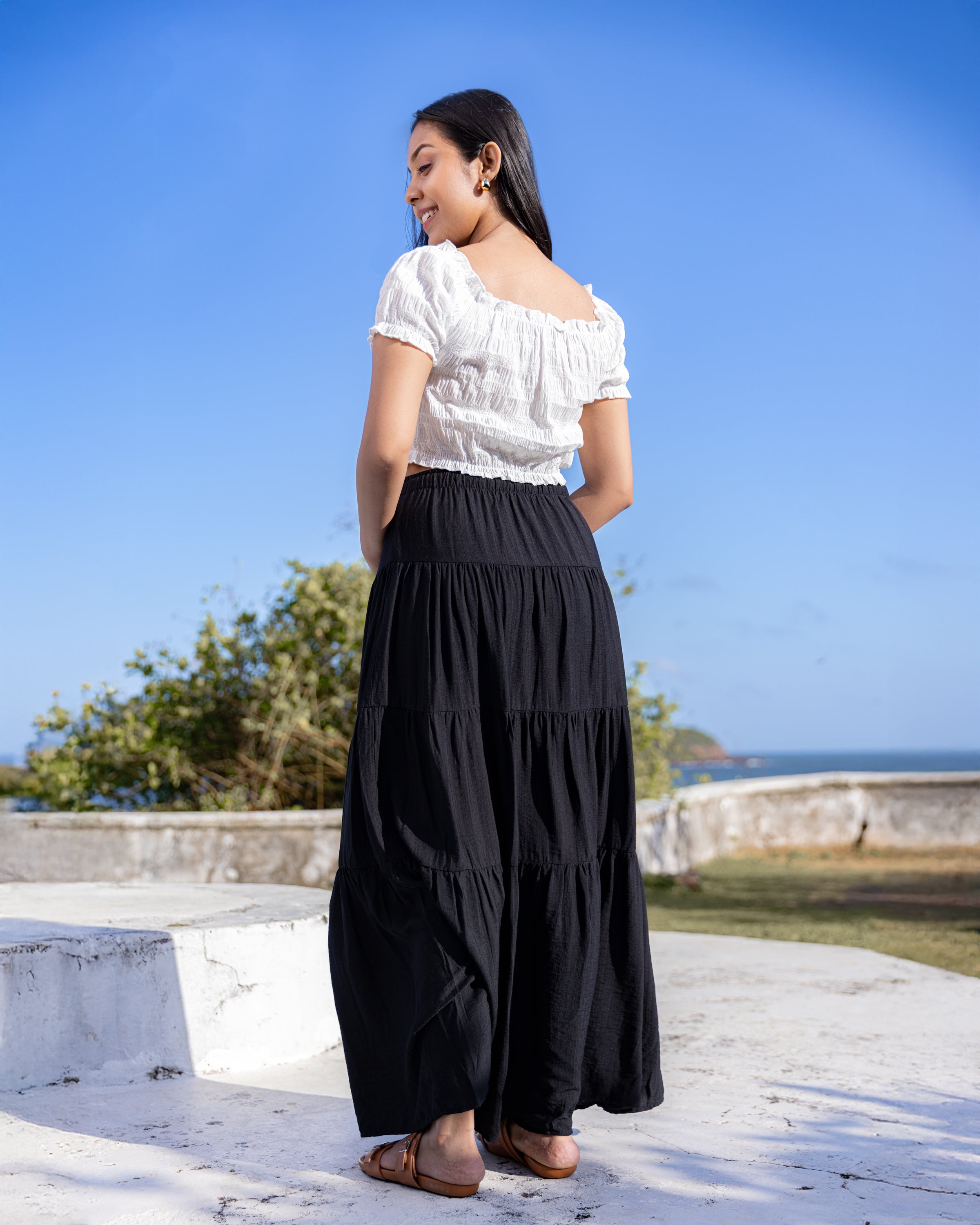 Shyla Layered Maxi Skirt - Black