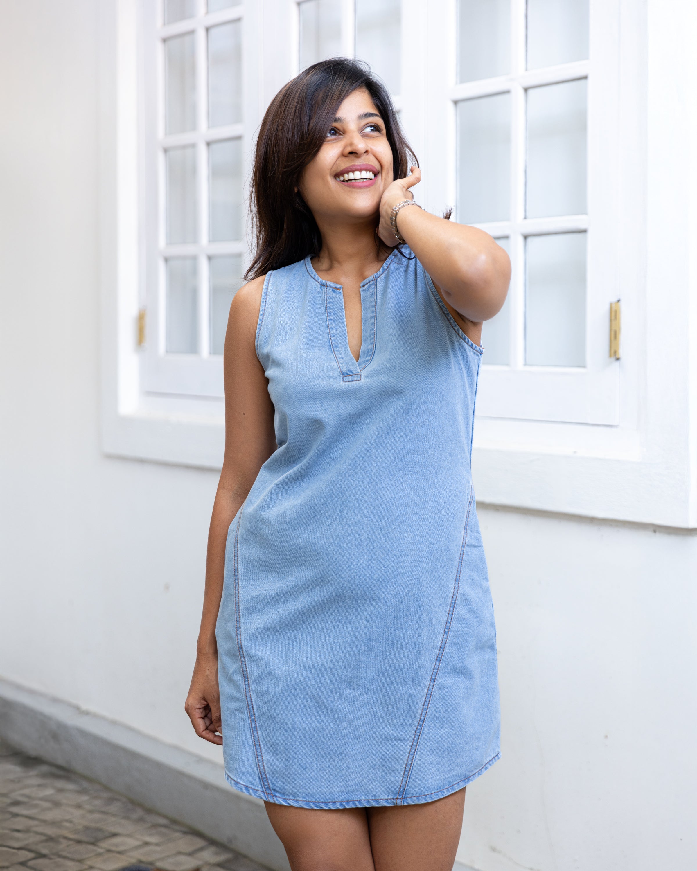 Dakota Denim Dress - Light Wash JoeY Clothing Dakota Denim Dress - Light Wash JoeY Clothing