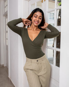 Greta Sleeved Bodysuit -Olive