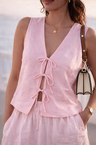 Kiyoshi Front Tie Top - Pink