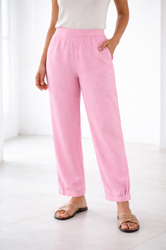 Diya Cotton Tetured Kurthi Pant - Pink