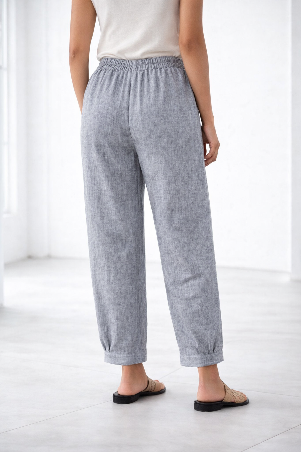 Diya Cotton Tetured Kurthi Pant - Dusty Grey