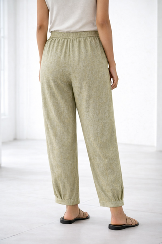 Diya Cotton Tetured Kurthi Pant - Olive