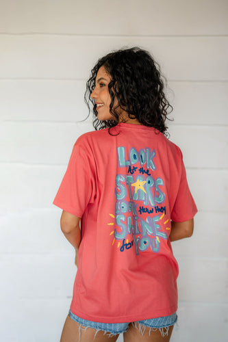 Look at the Stars Oversize Tee Peach Red- Unisex