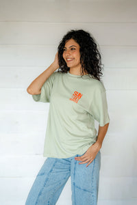 Sunset Seeker Oversize Tee Fern Green- Unisex