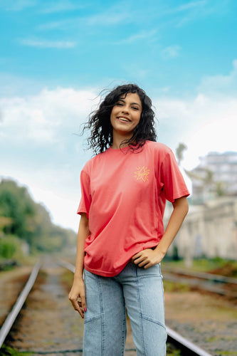 Look at the Stars Oversize Tee Peach Red- Unisex