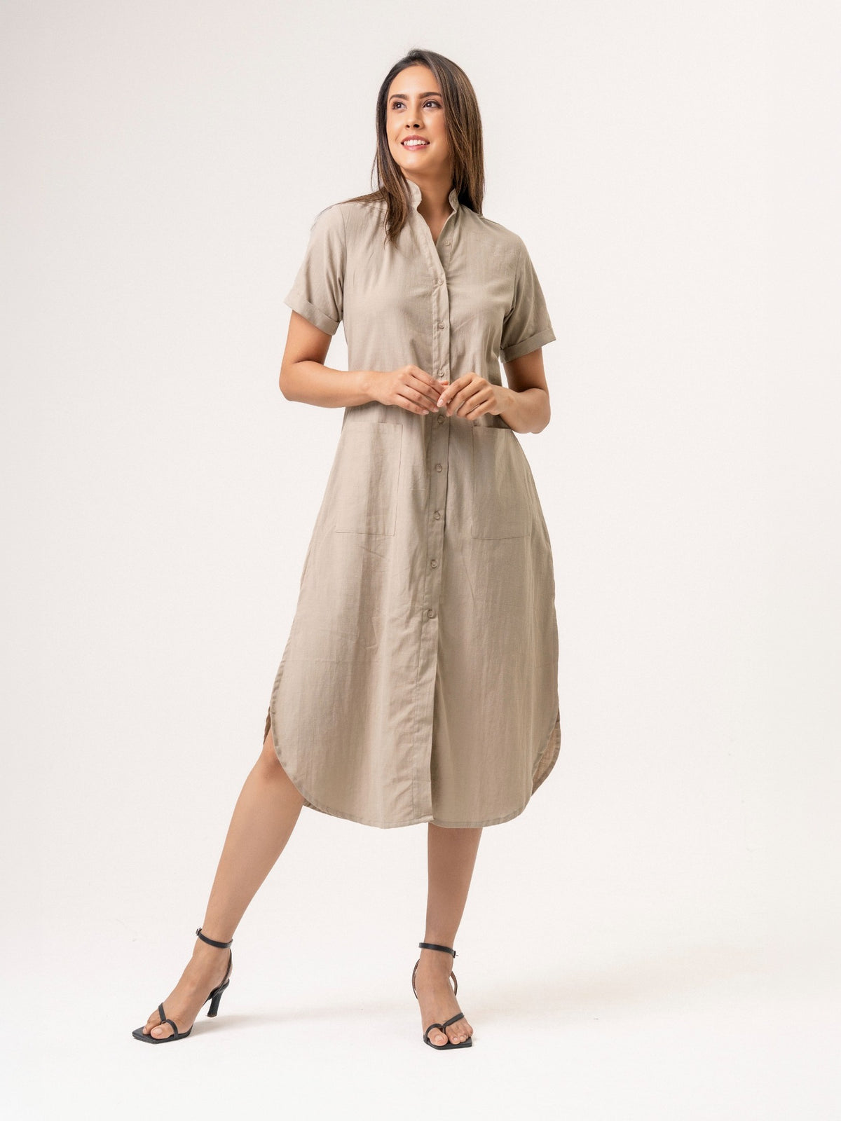 Hey Daisy Cotton Button Down Midi dress - Sage
