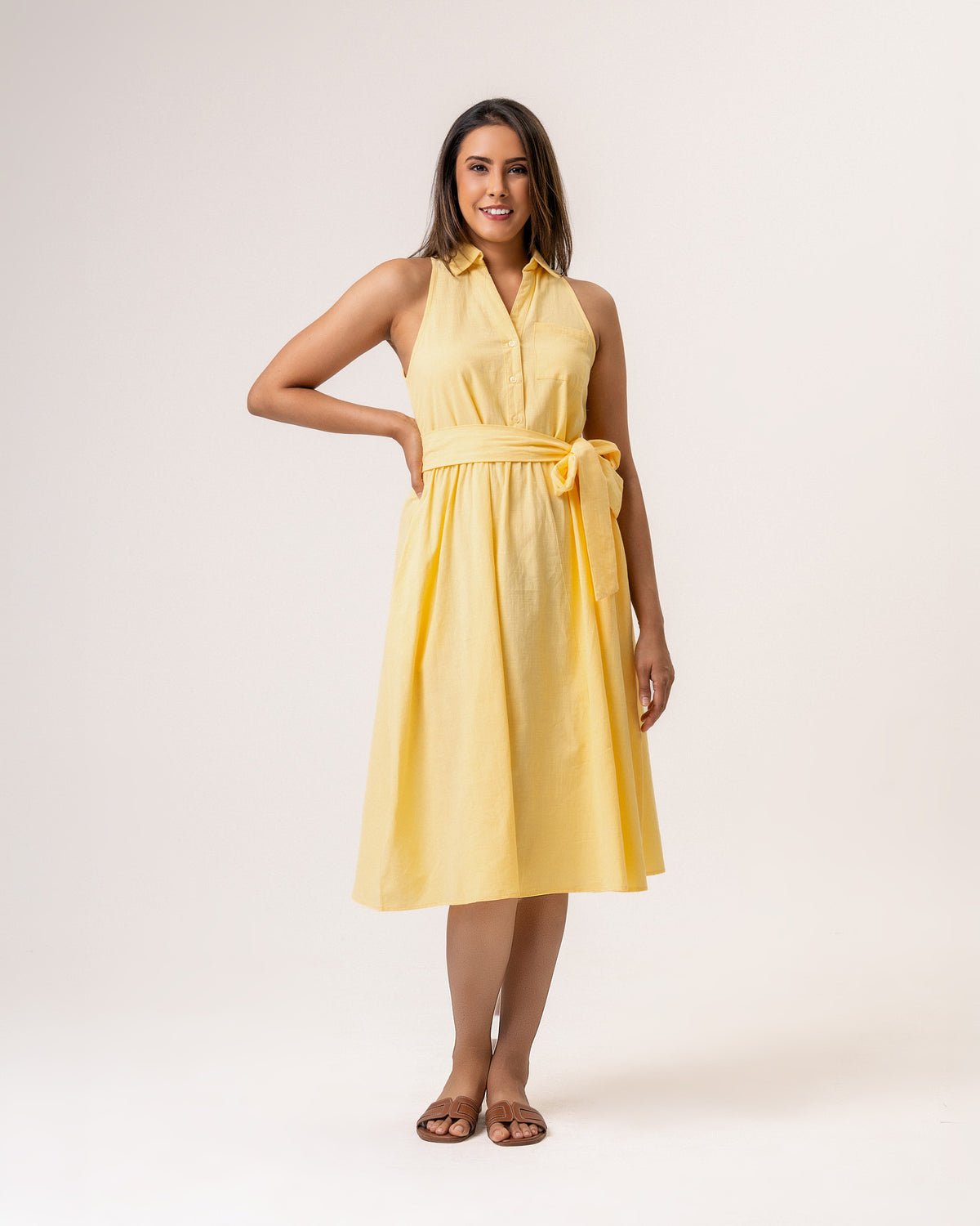 Lunara Cotton Maxi Dress - yellow