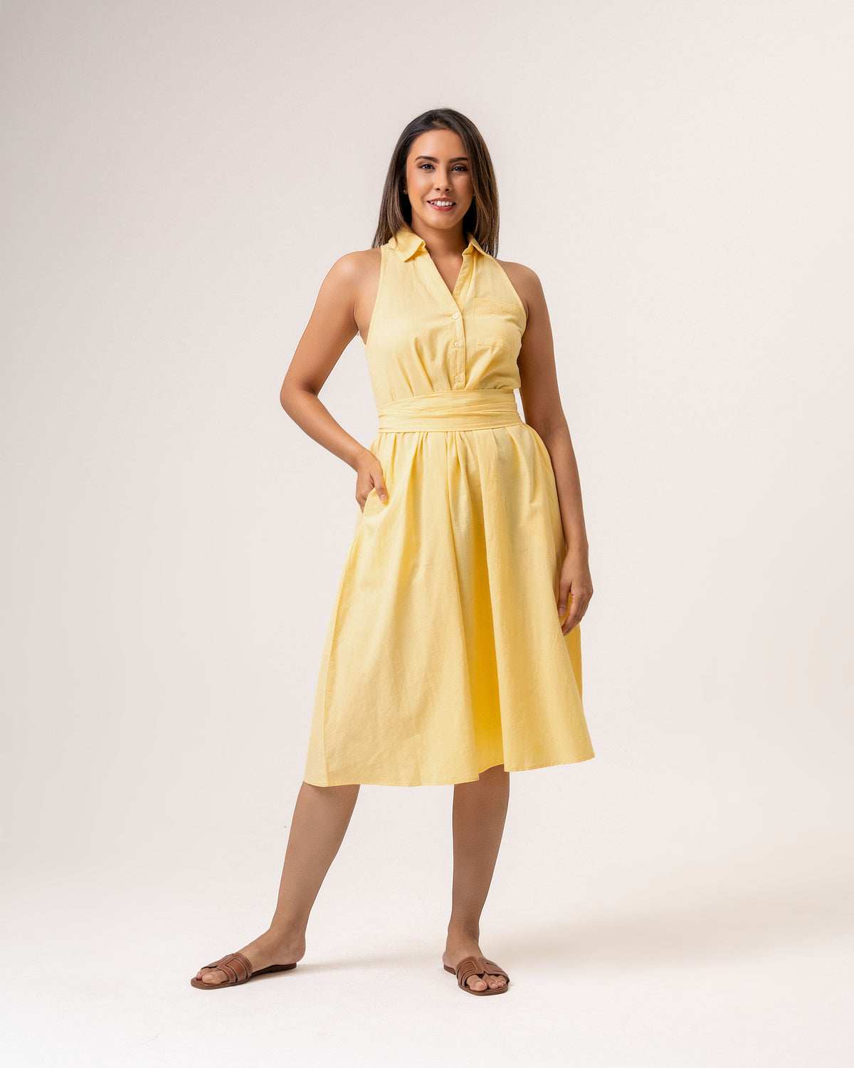 Lunara Cotton Maxi Dress - yellow