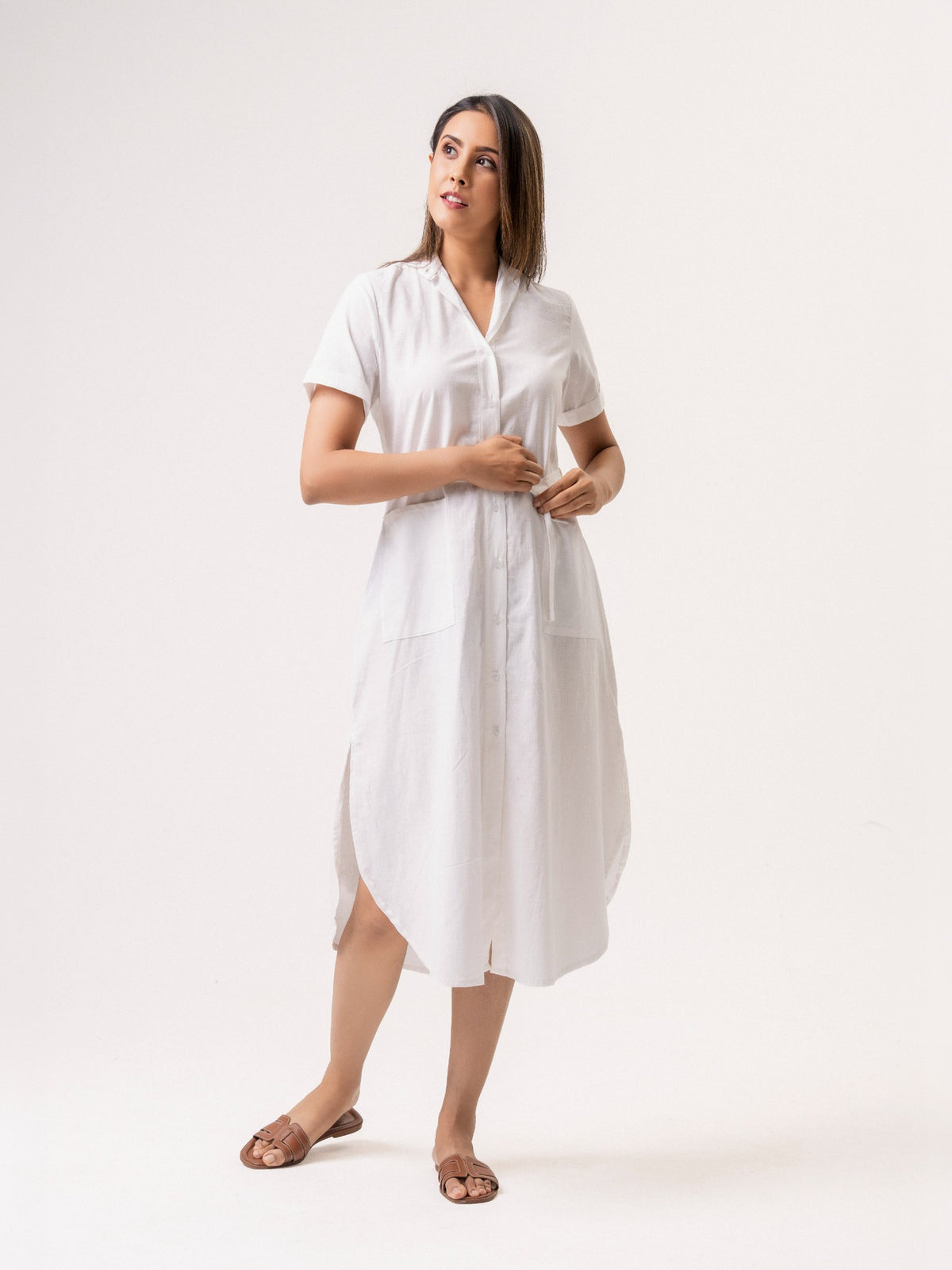 Hey Daisy Cotton Button Down Midi dress - Off White