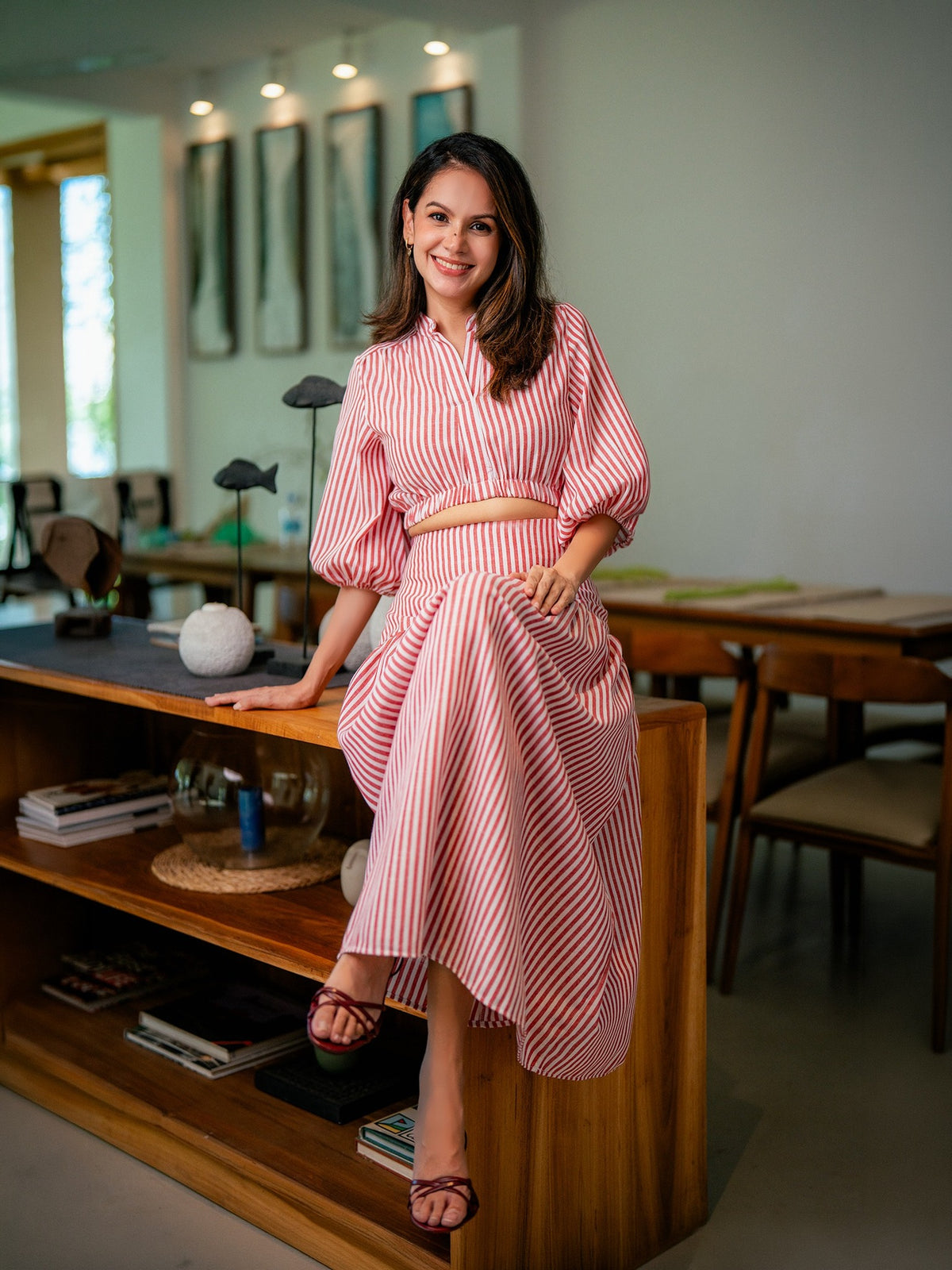 Quinn Maxi Skirt - Red Stripe