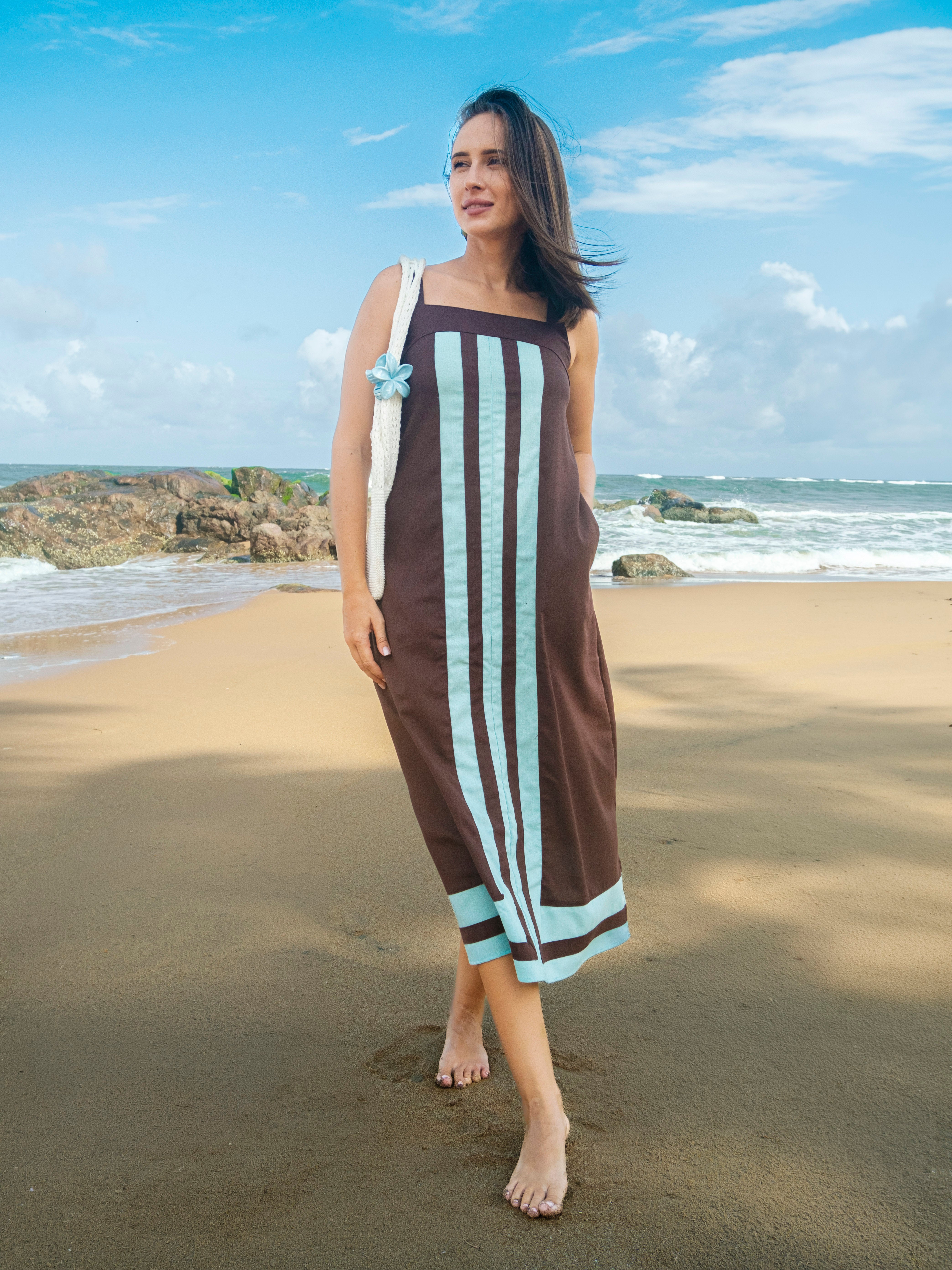 Chroma Linen Two Toned Midi Dress - Mint & Coco