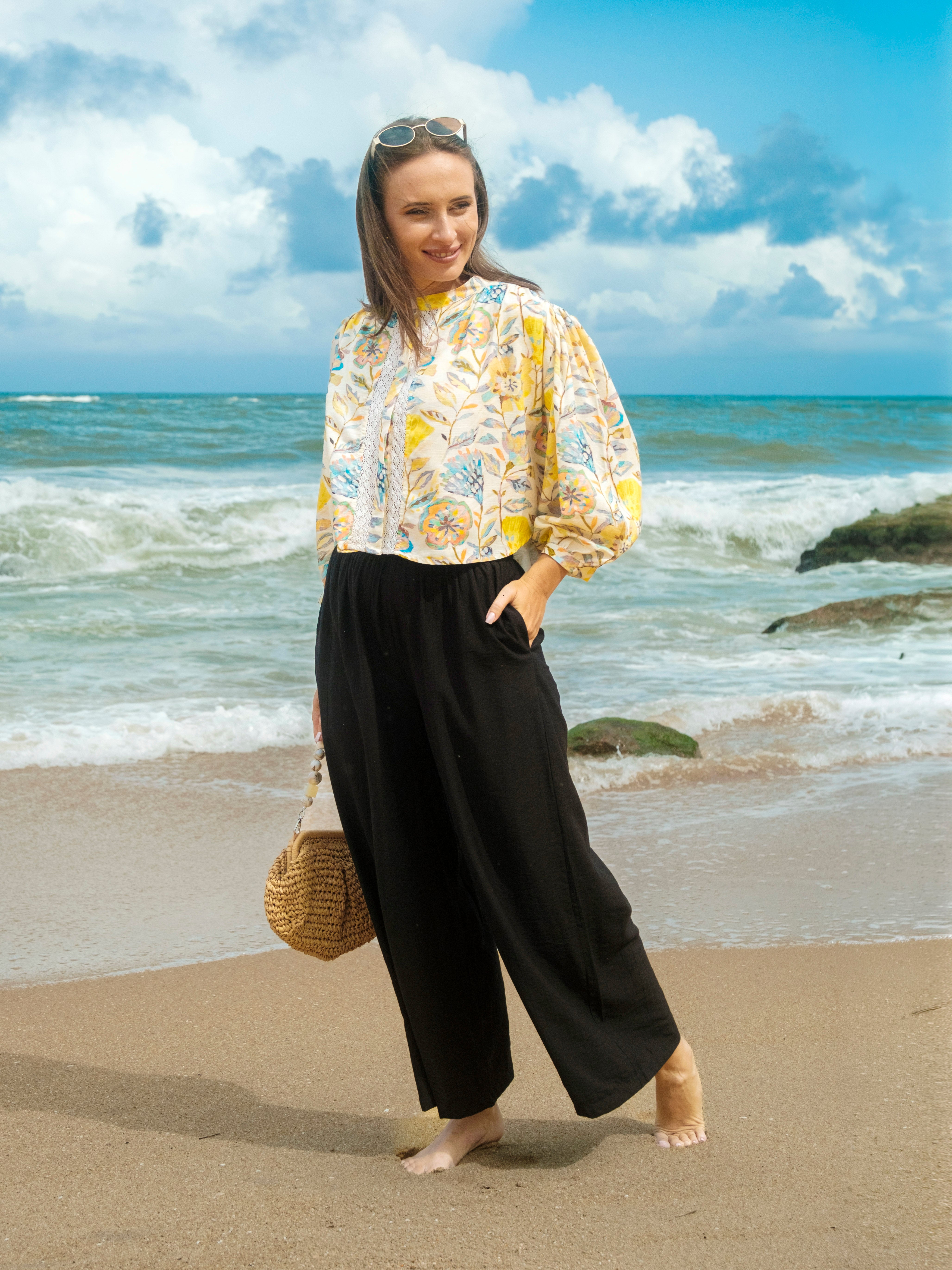 Arohi Wide Leg Pant- Black