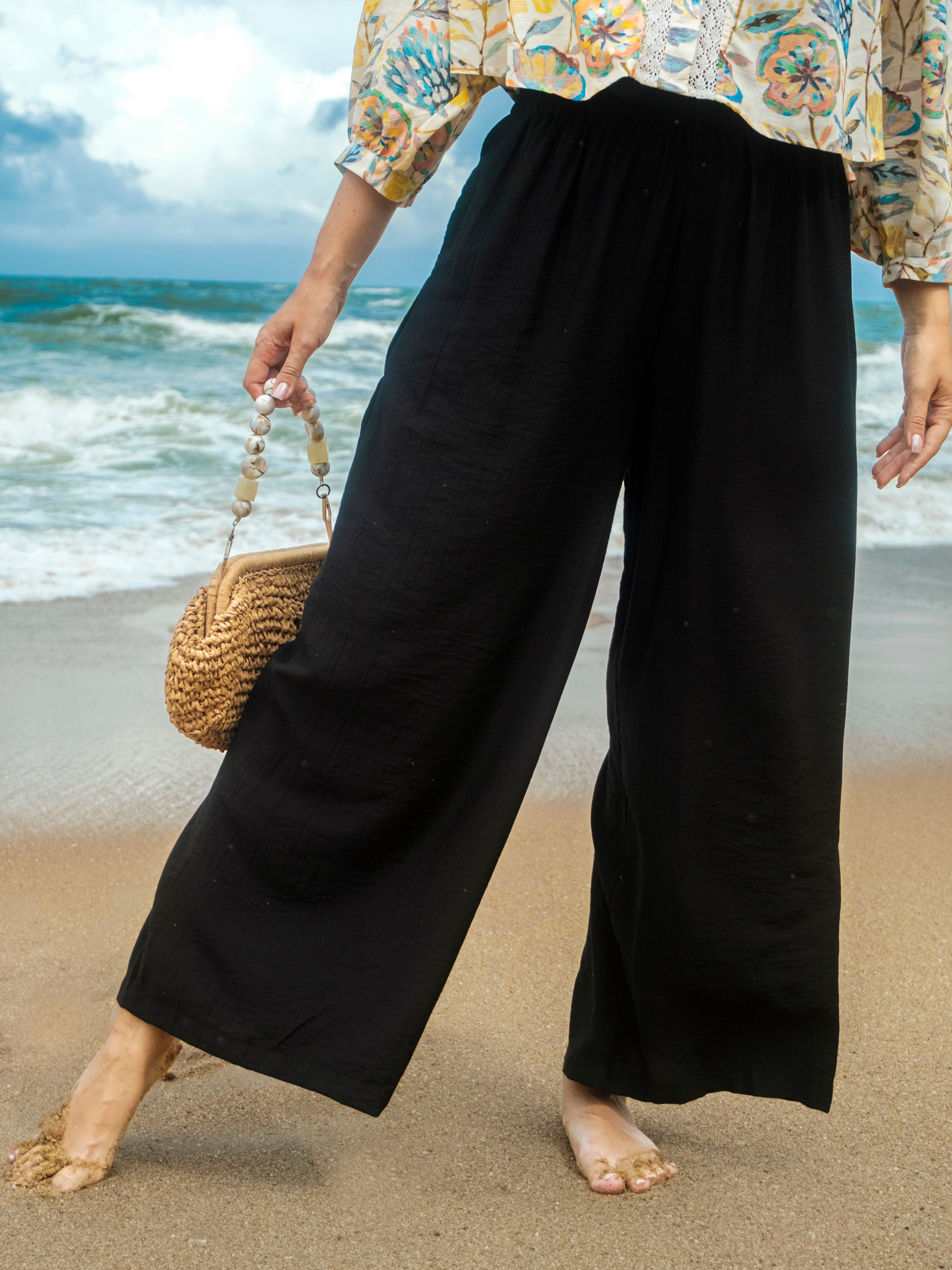 Arohi Wide Leg Pant- Black