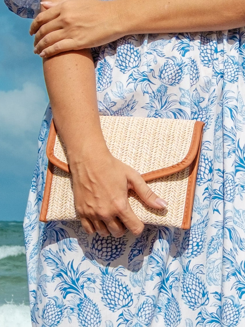 Rey Bow Midi Dress - Blue Printed