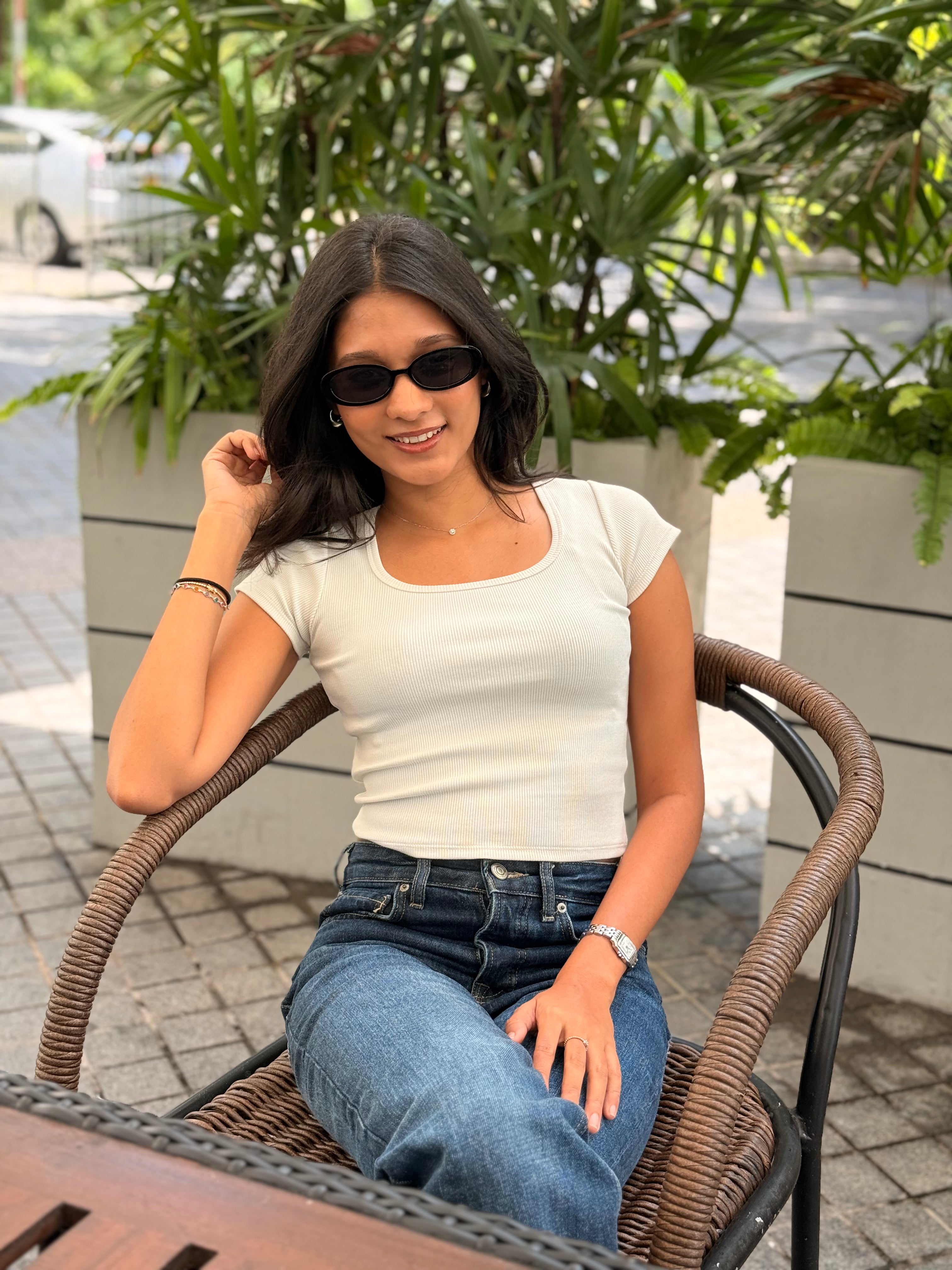 Just Ribb It Ribbed Top - white