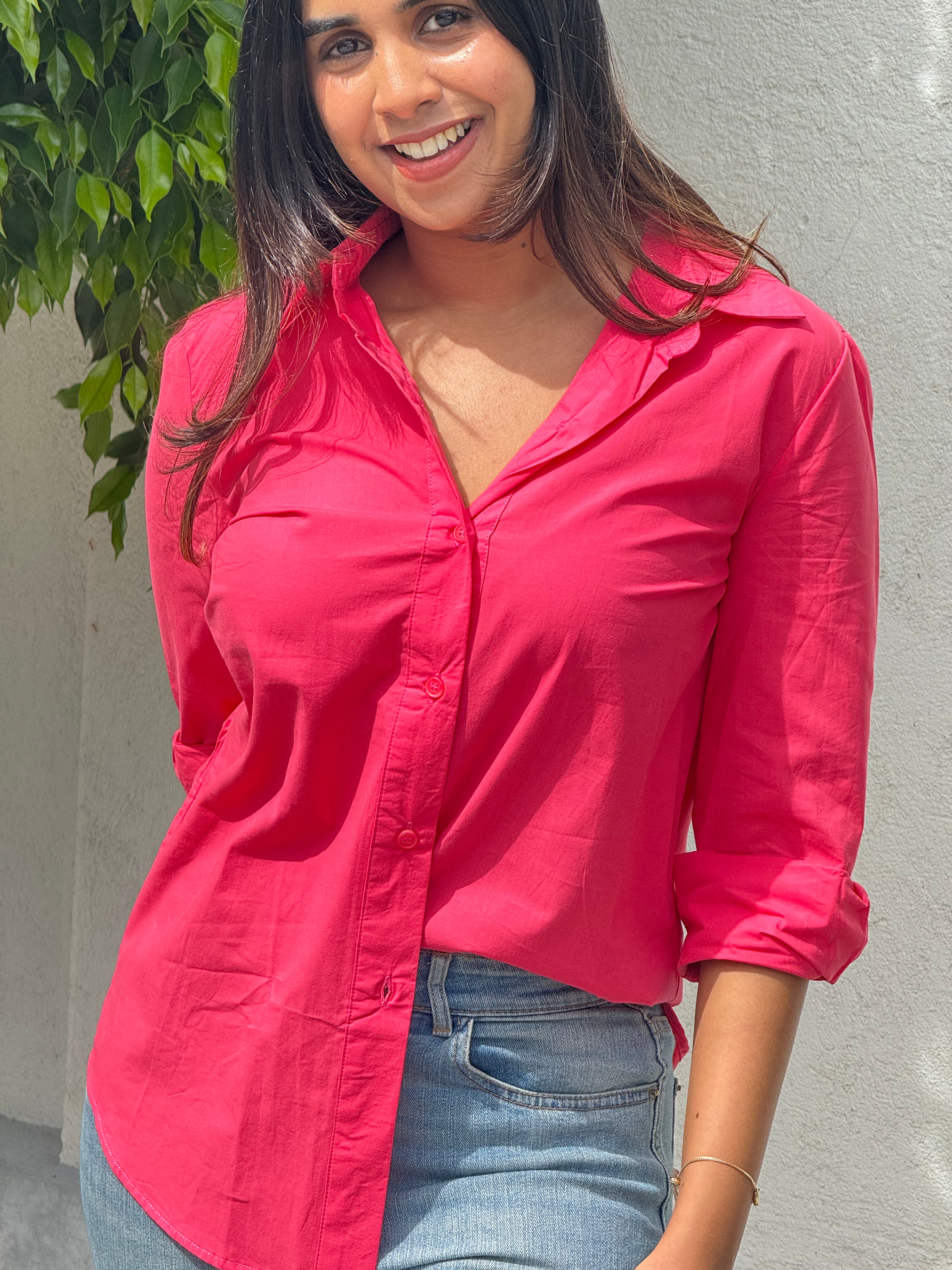 Dedunu Oversized Cotton Shirt - Pink