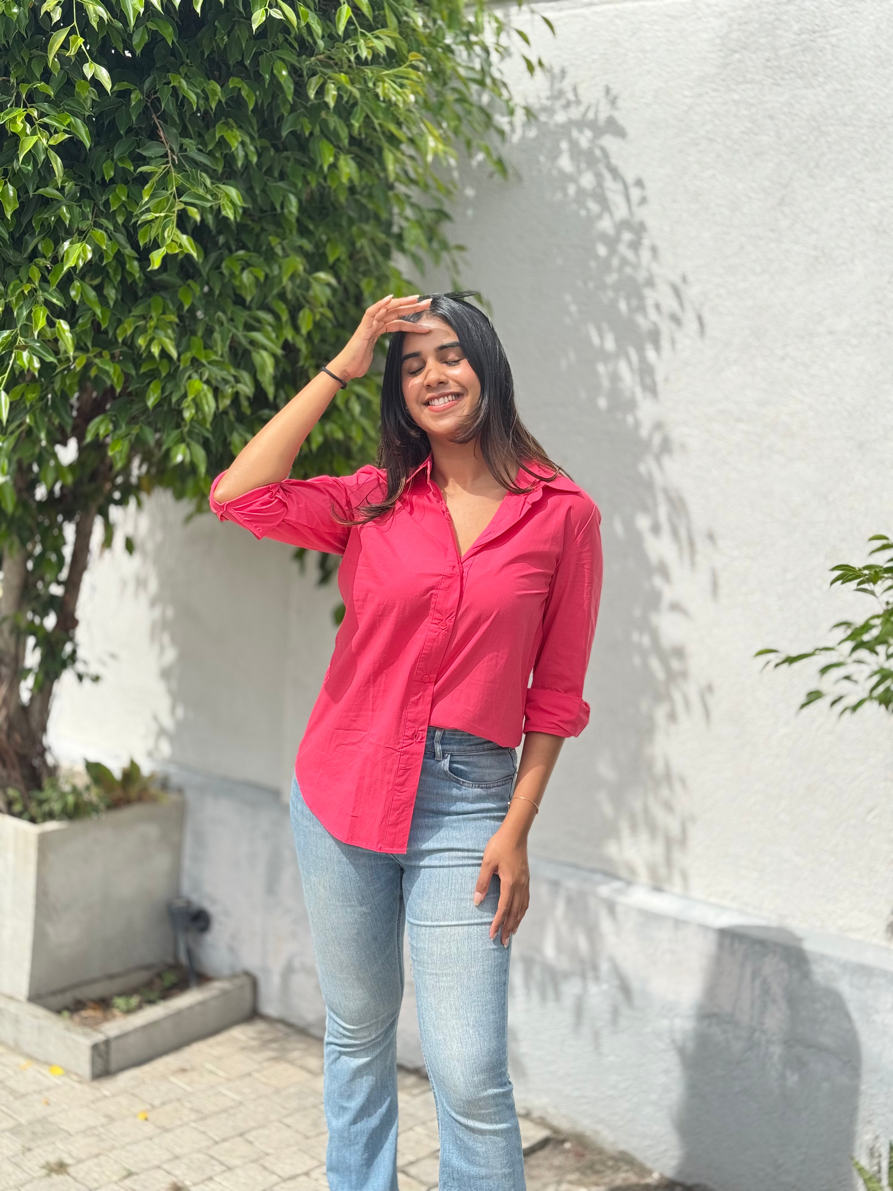 Dedunu Oversized Cotton Shirt - Pink