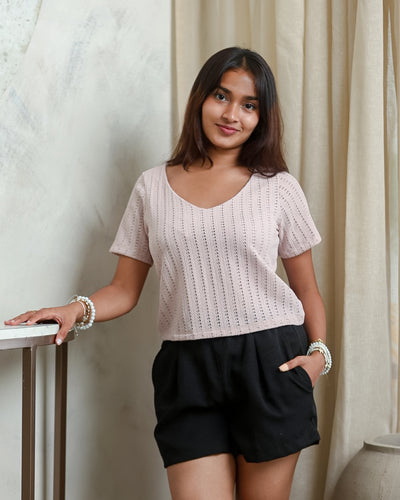 Ethal Knitted Cutlon Top - Pastel Lavender