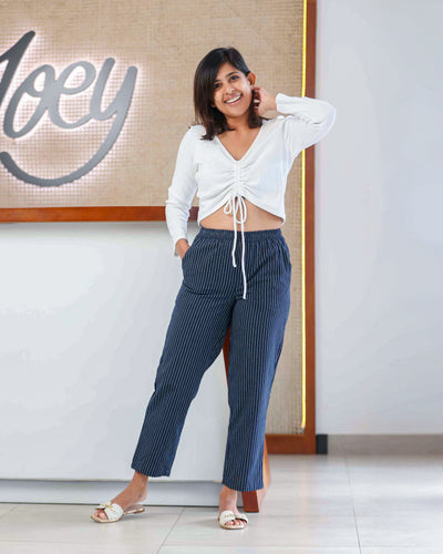 Liora Front Ruched Ribb Top - White