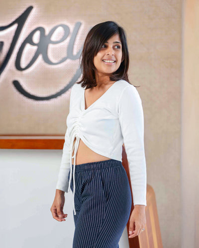 Liora Front Ruched Ribb Top - White