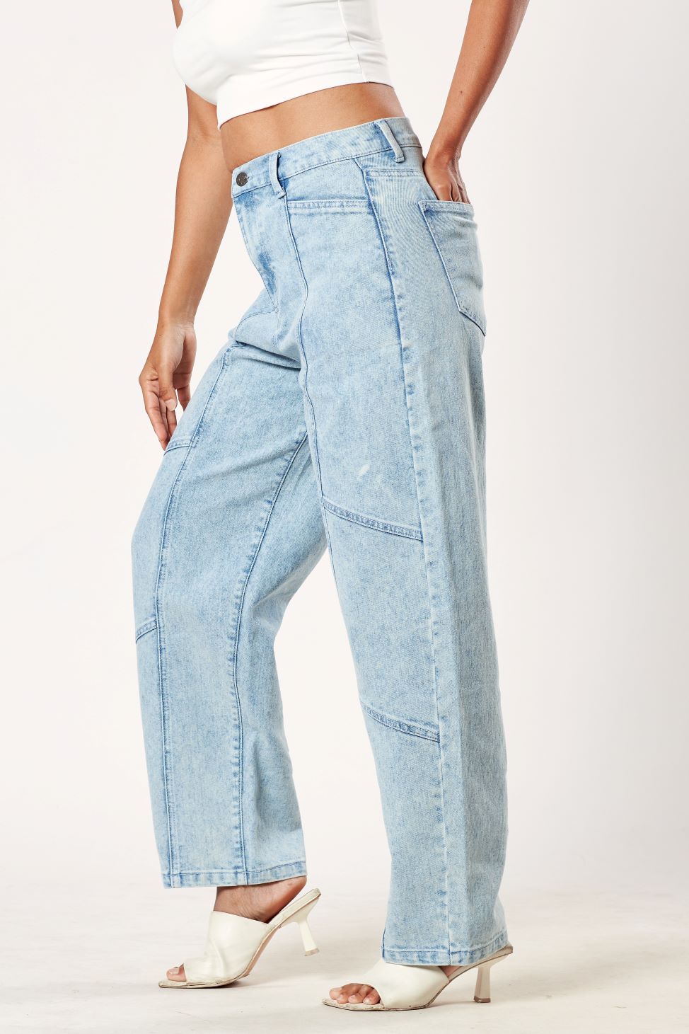 Cityscape High Rise Tapered Jeans- Light Acid Wash