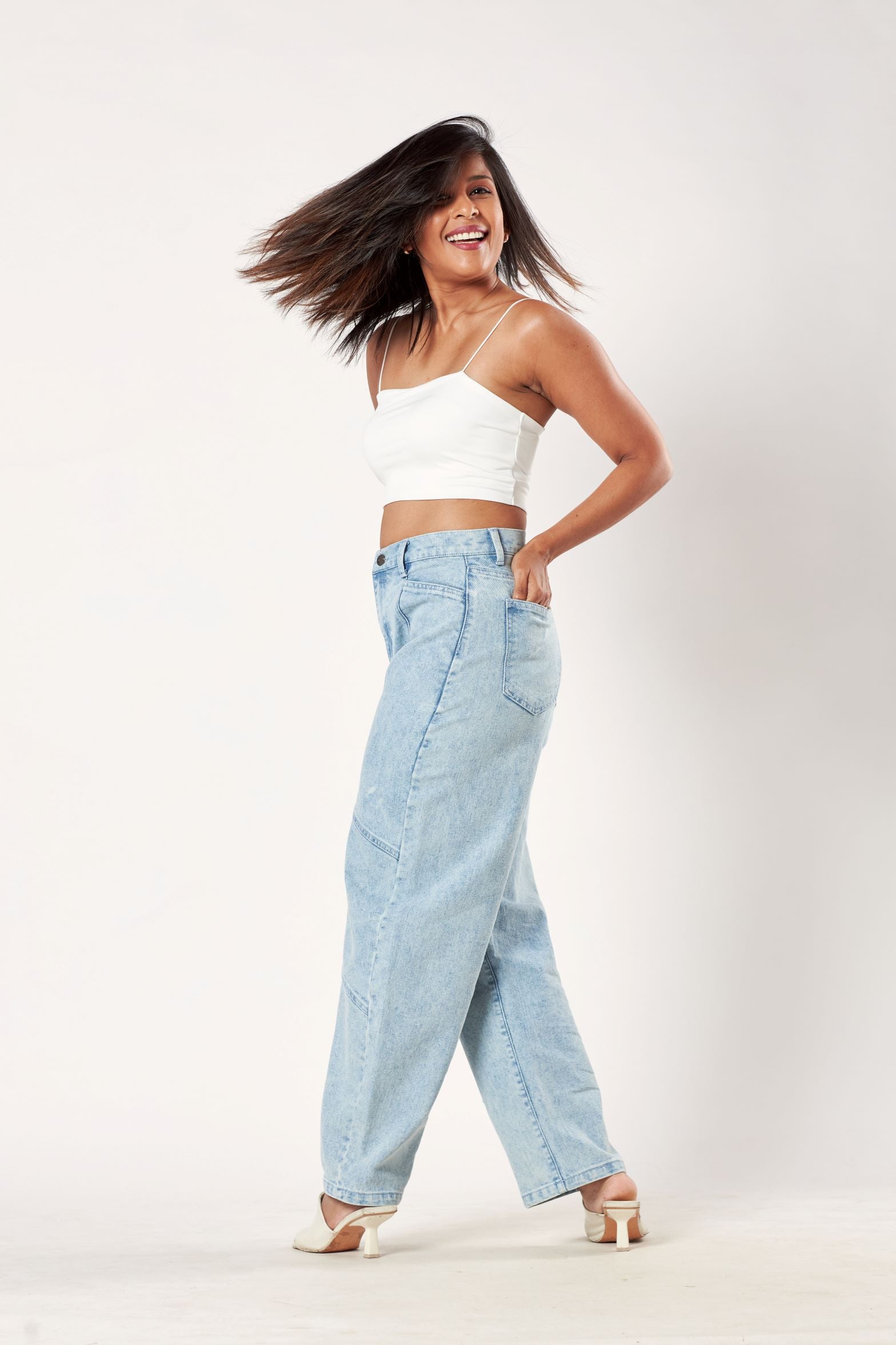 Cityscape High Rise Tapered Jeans- Light Acid Wash