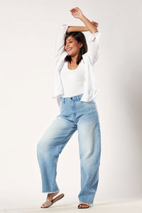 A Jean Come True: Mid Rise Horseshoe Jean Light Wash